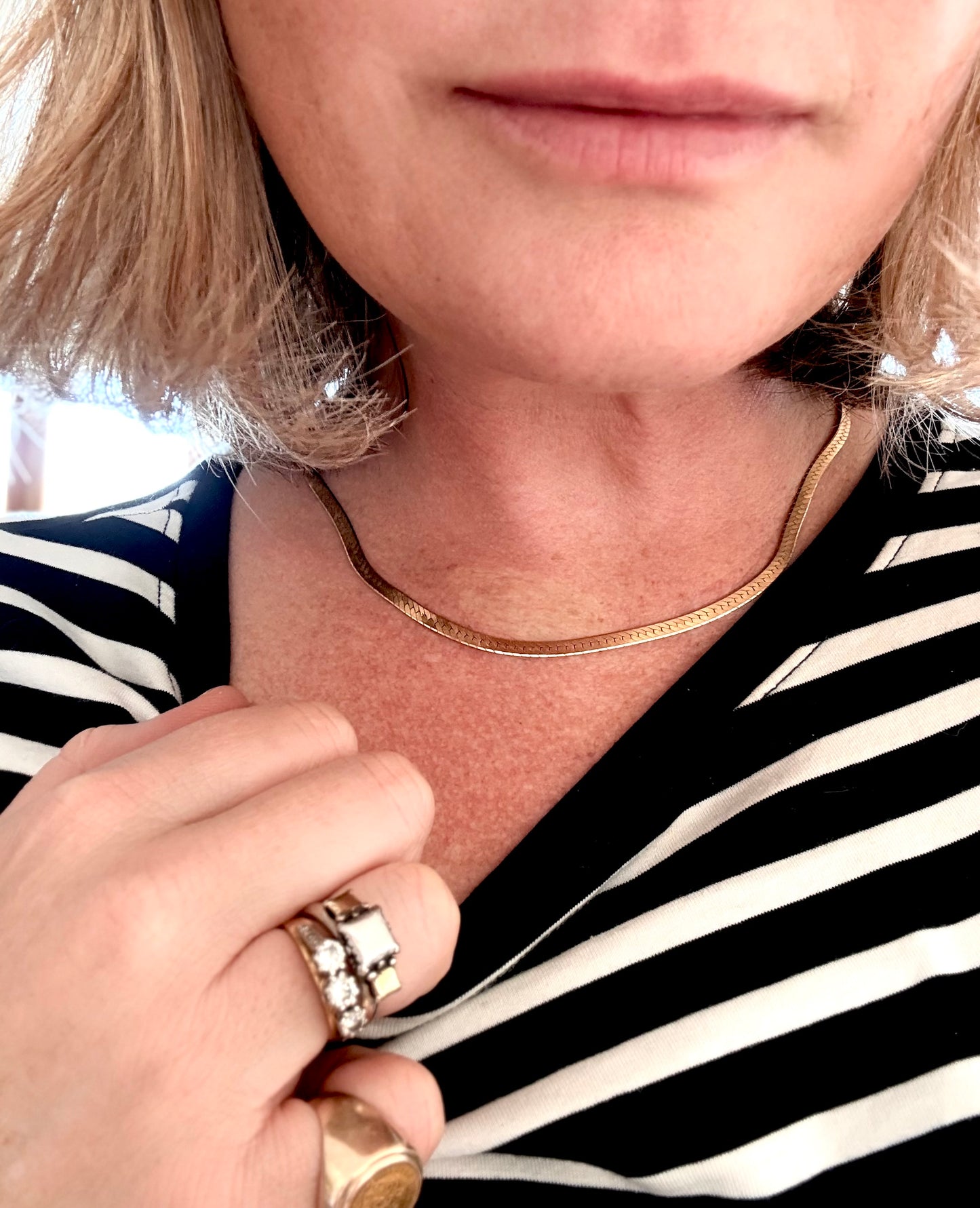 .1970s .1980s .375 .4mm wide .47cm long .9ct gold modernist Italian flat link luxury classic snake chain yellow gold chain necklace