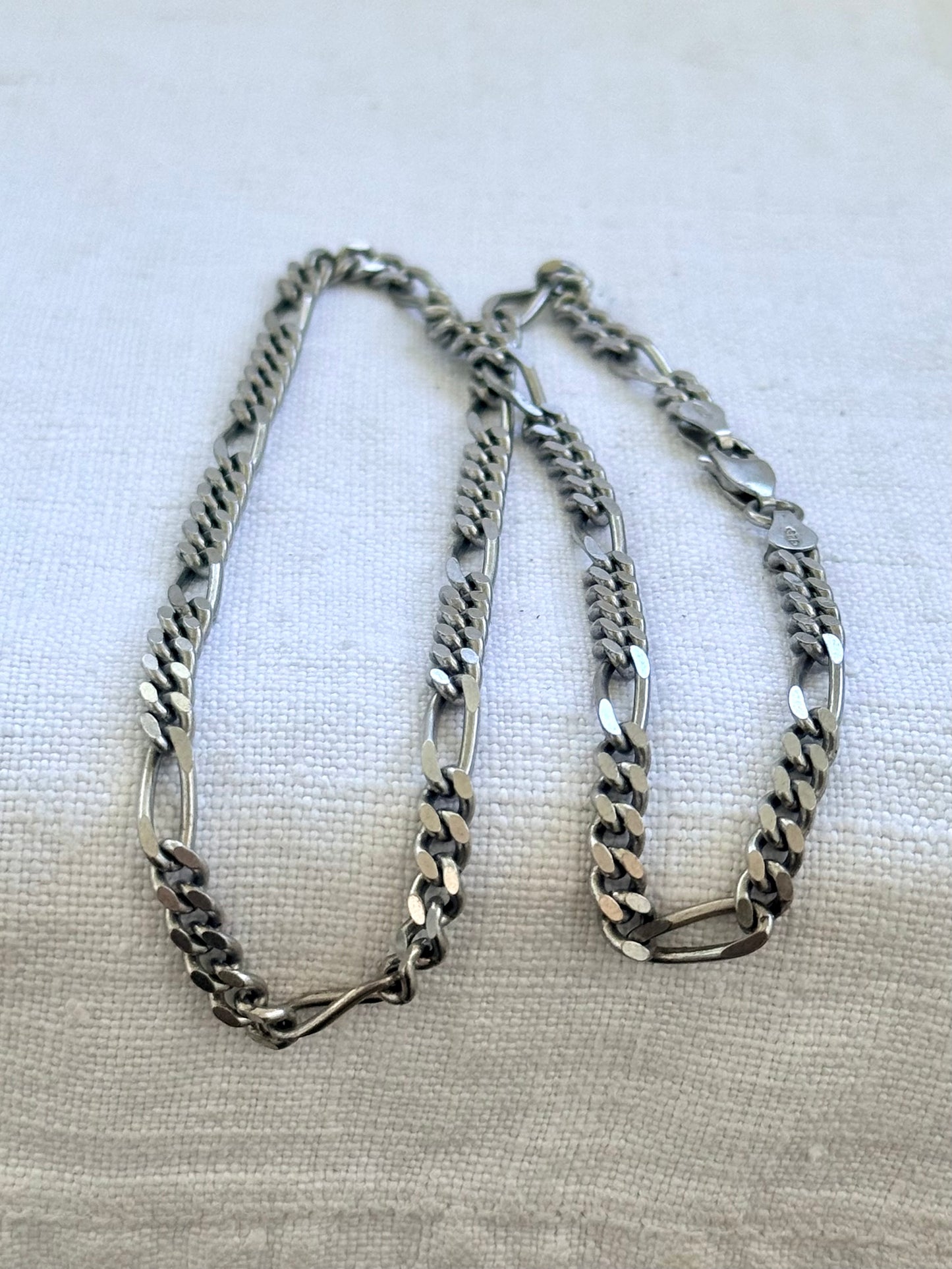 .1970s .925 .42cm retro perfect sterling silver chunky link well made Figaro chain modernist chain link necklace