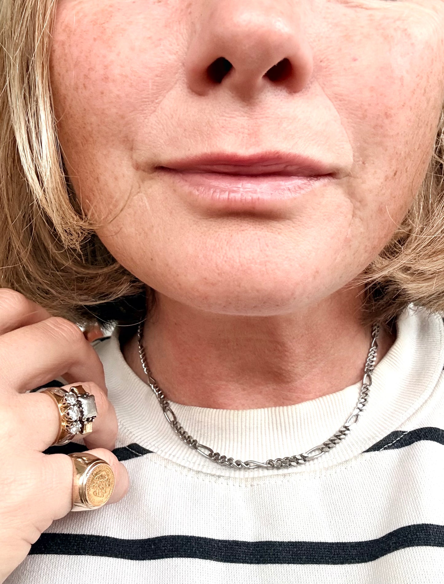.1970s .925 .42cm retro perfect sterling silver chunky link well made Figaro chain modernist chain link necklace