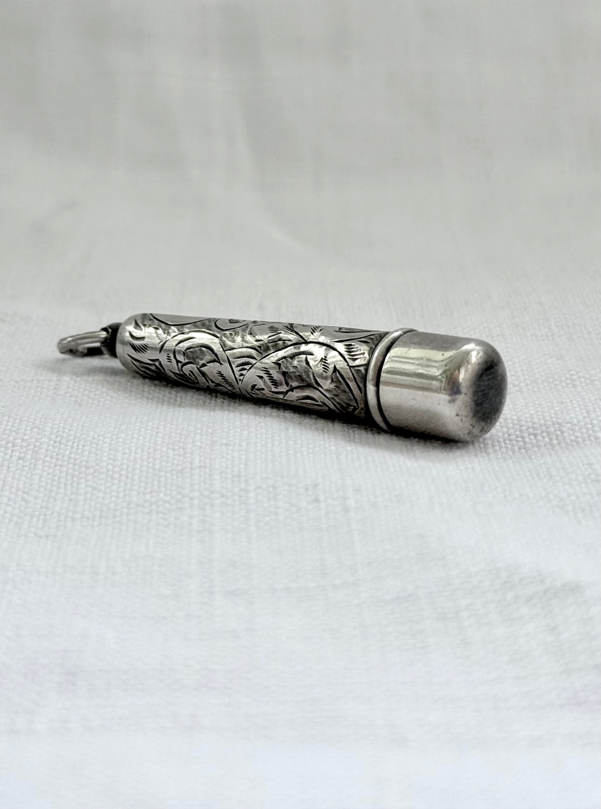 .1909 .925 antique Edwardian hallmarked Sterling silver chatelaine collectors silver antique engraved needle holder keepsake case pendant