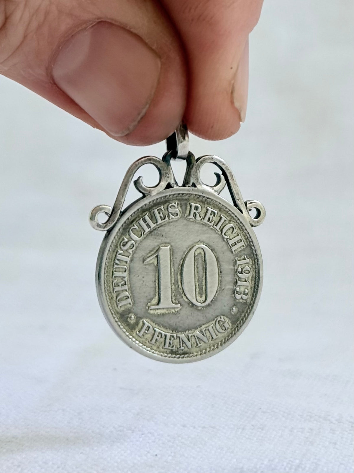 .1913 .10 Pfennig antique German Love Token sweetheart coin pendant