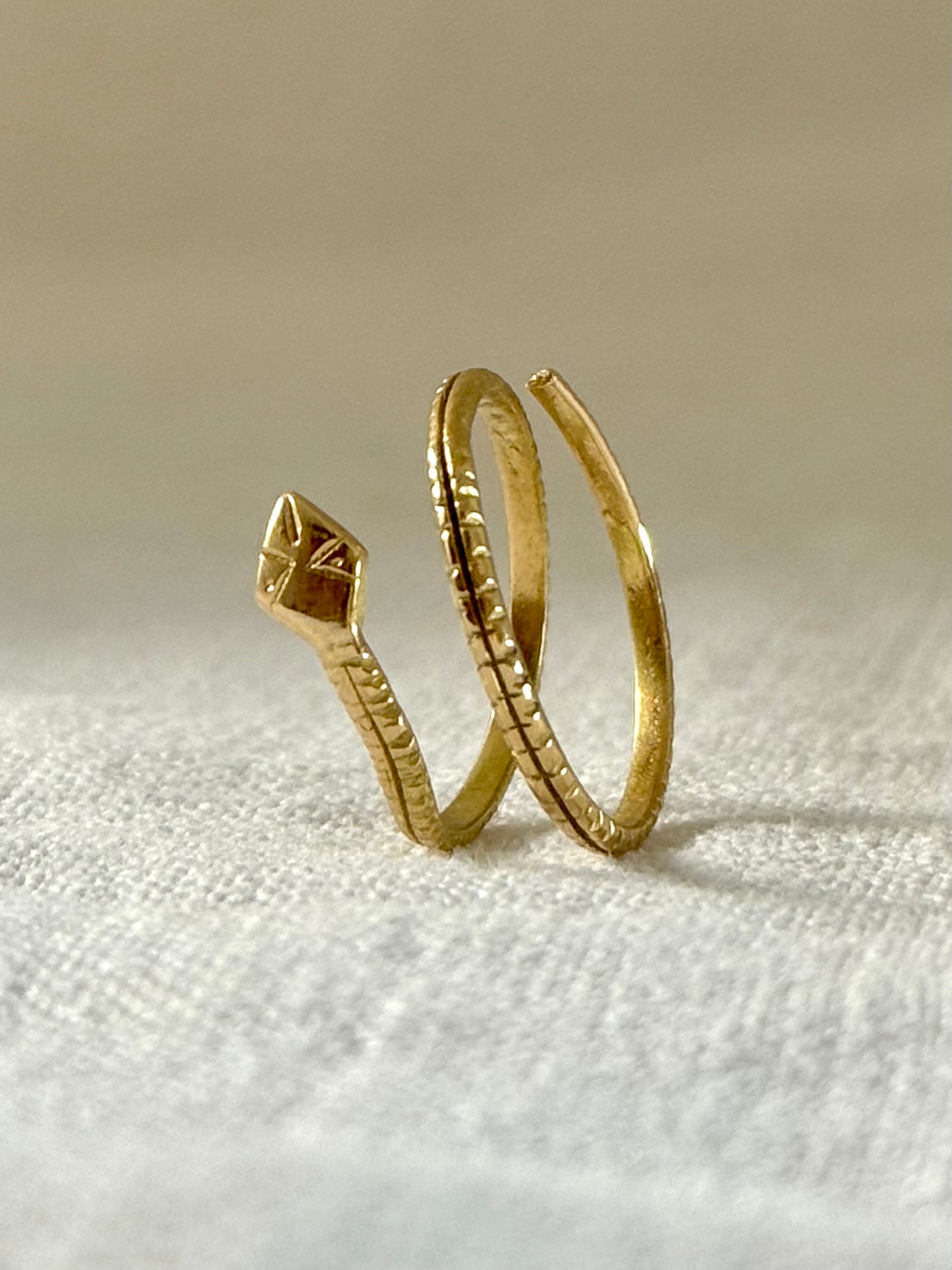 .1910s .1920s .20ct .833ct Arts & Crafts hand made high carat gold coiled serpent snake ring