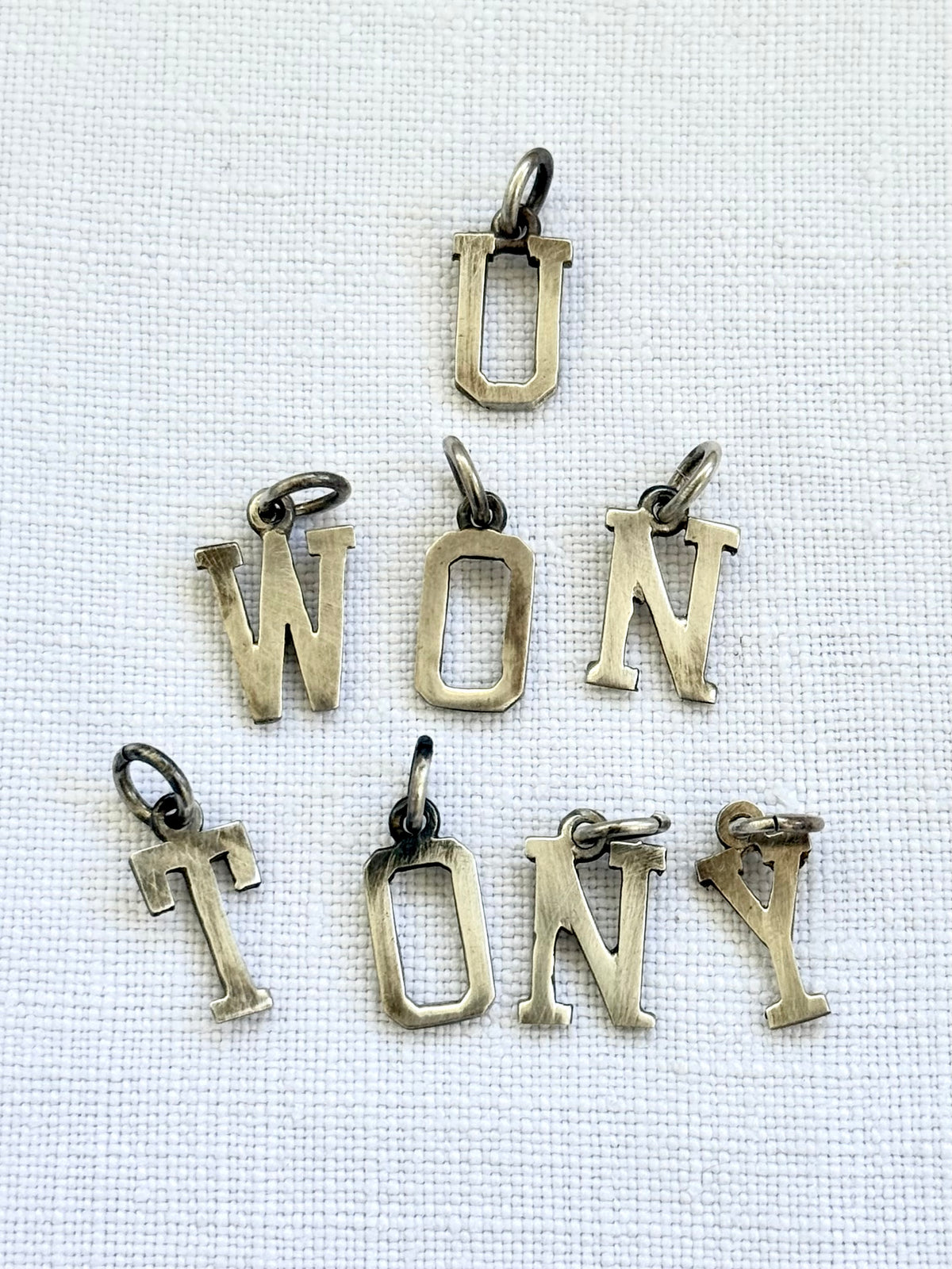 .925 vintage N capital letter pendants