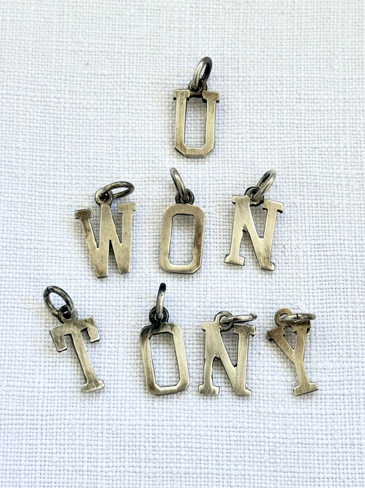 .925 vintage N capital letter pendants