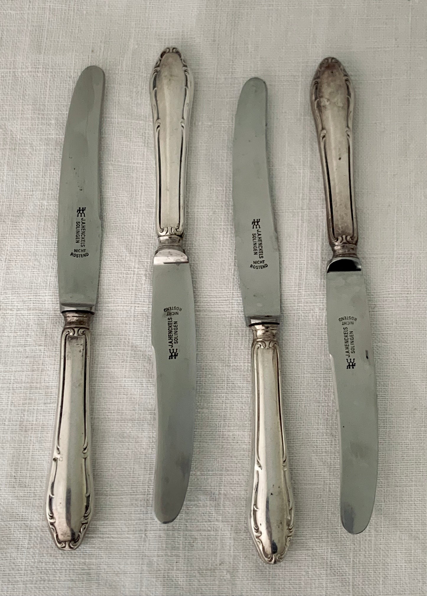 800 silver German vintage butter paté fruit knife set by acclaimed J.A. Henckels of Germany