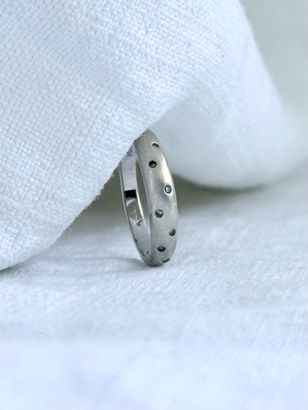 .375 .7 diamond .9ct gold modernist luxury white gold scattered diamond eternity ring band