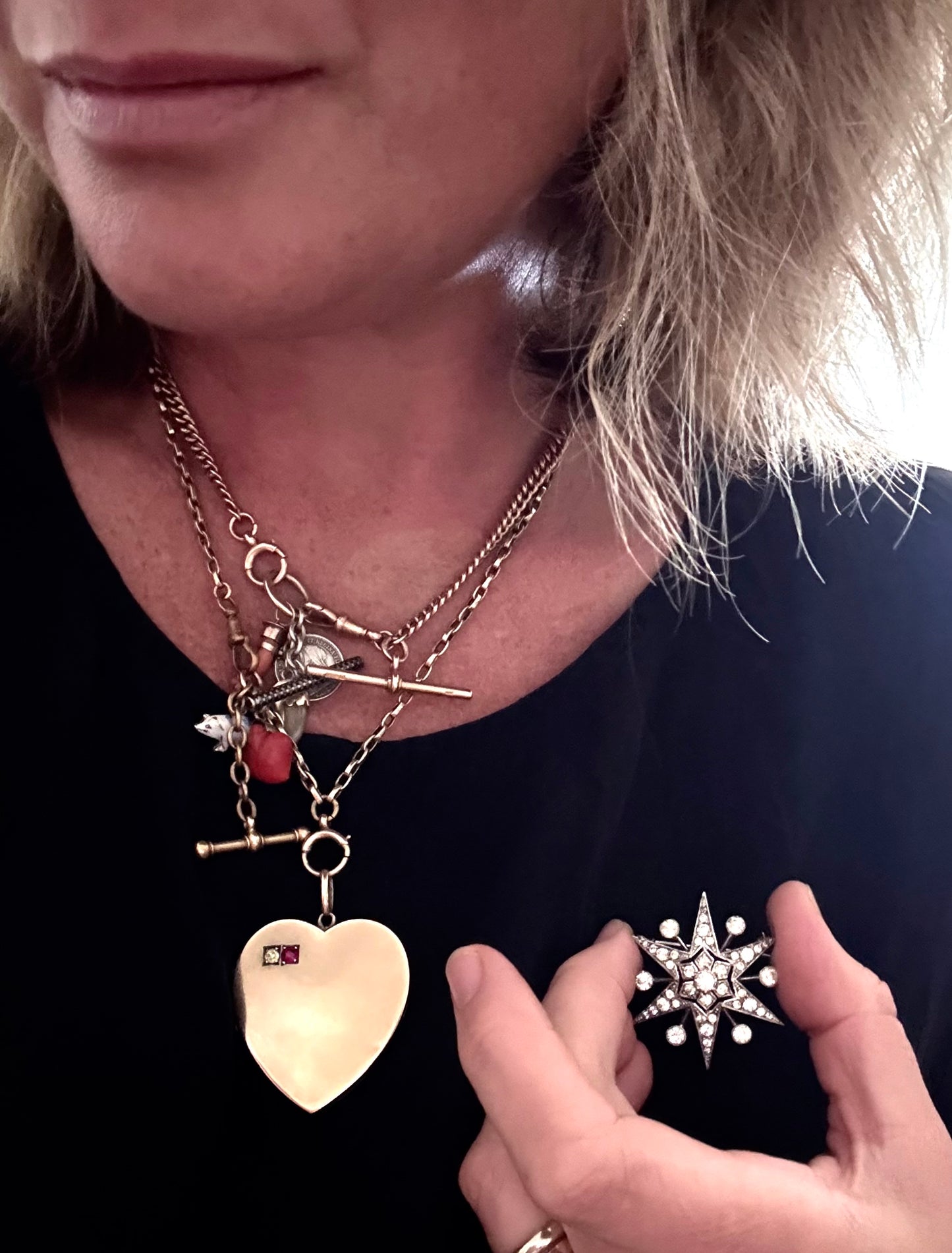 .1920s .925 silver Victorian revival Celestial starburst star bright shooting star brooch