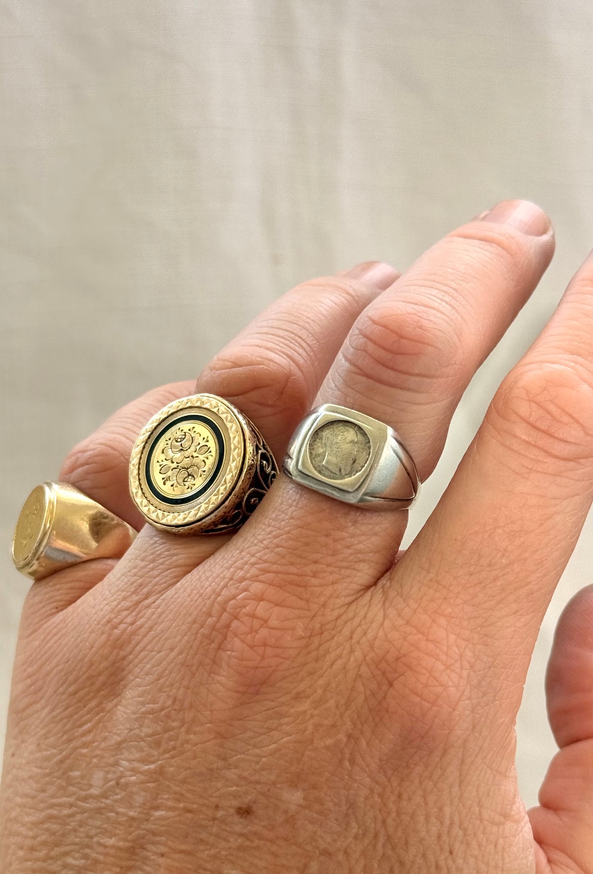 .1970s .925 silver classic revival Mexican Emperor Maximilian silver signet seal ring