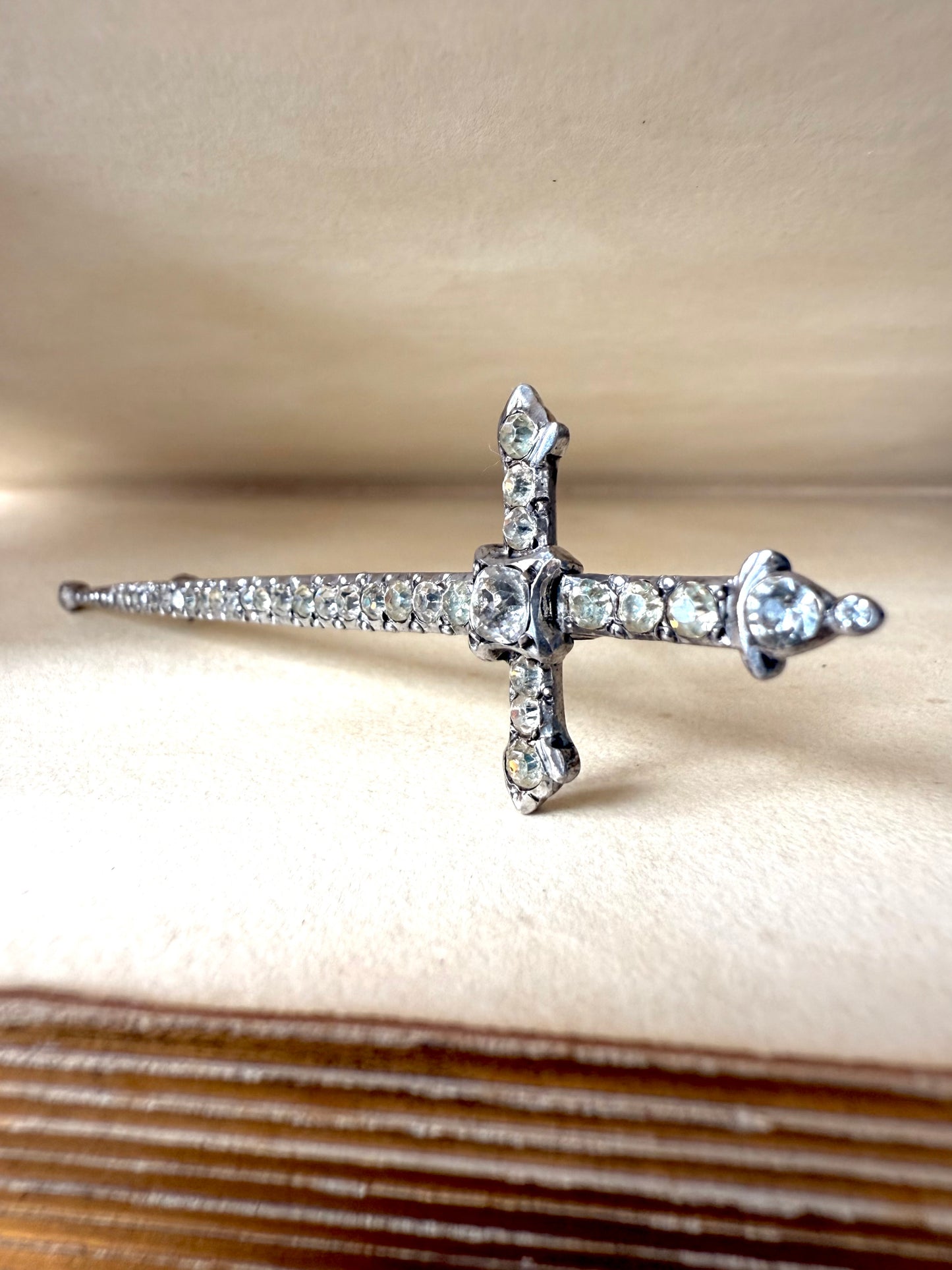 .925 1890s 1900s 1920s Dagger brooch Victorian revival diamond paste highly collectable sterling silver Sword Dagger brooch pin