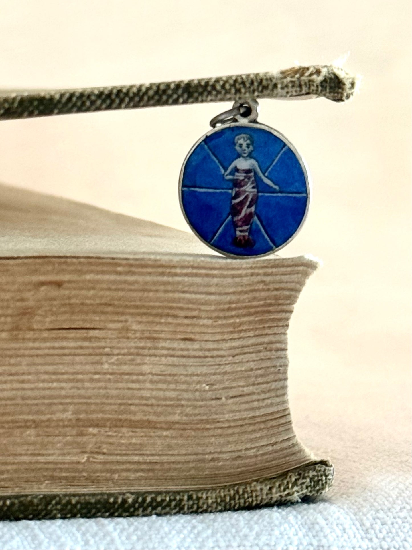 .1890s .1900s .800 antique rare French enamel devotional medal pendant the Child baby Jesus Edwardian era solid silver charm pendant