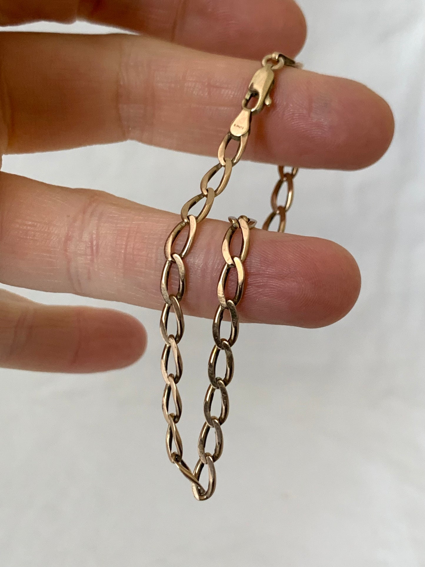 .1960s .1970s .375 retro long link curb 9ct gold chain bracelet