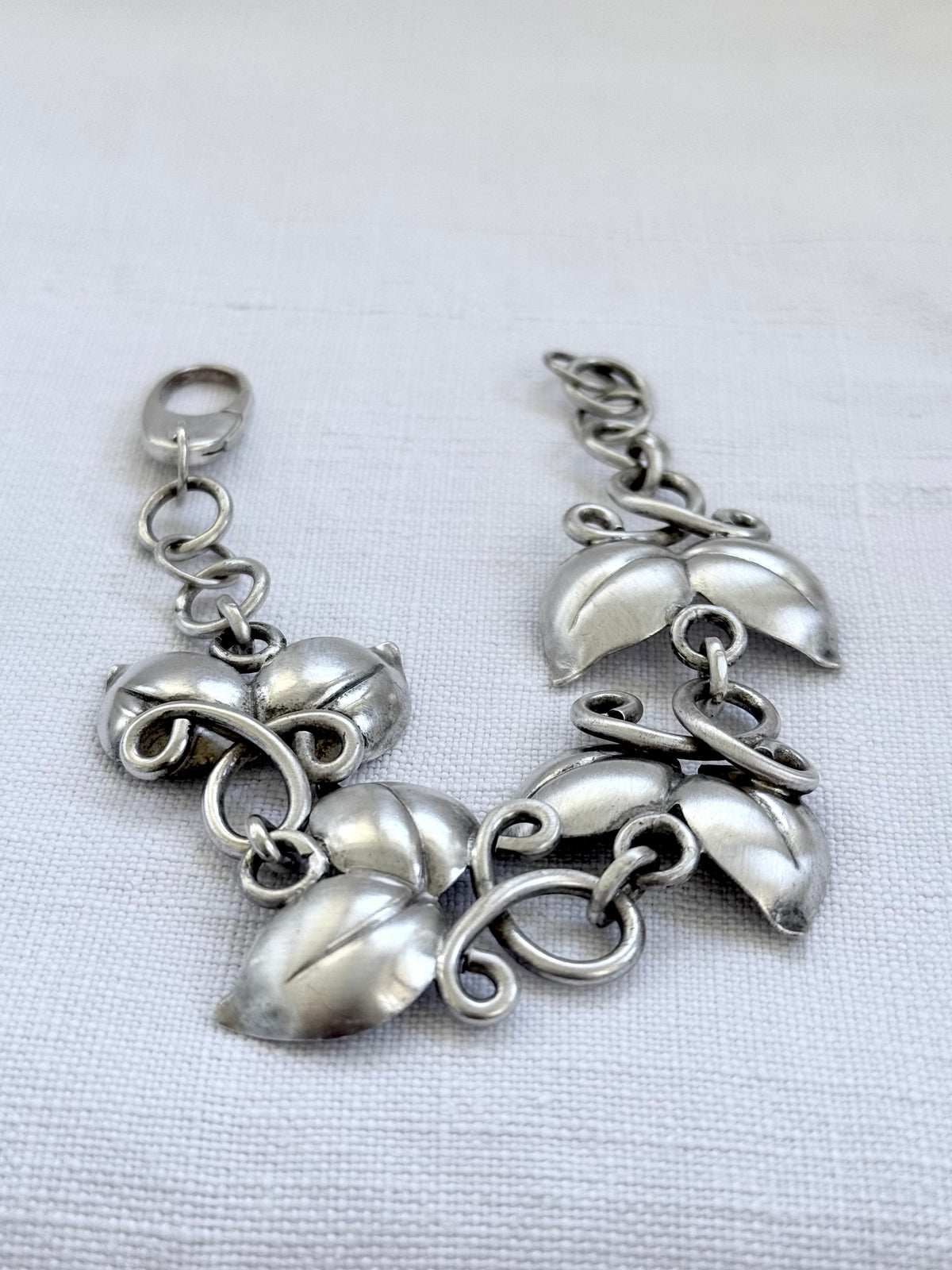 .1946 .925 Scandinavian Swedish MCM leaf solid sterling silver modernist Birger Haglund designer heirloom bracelet