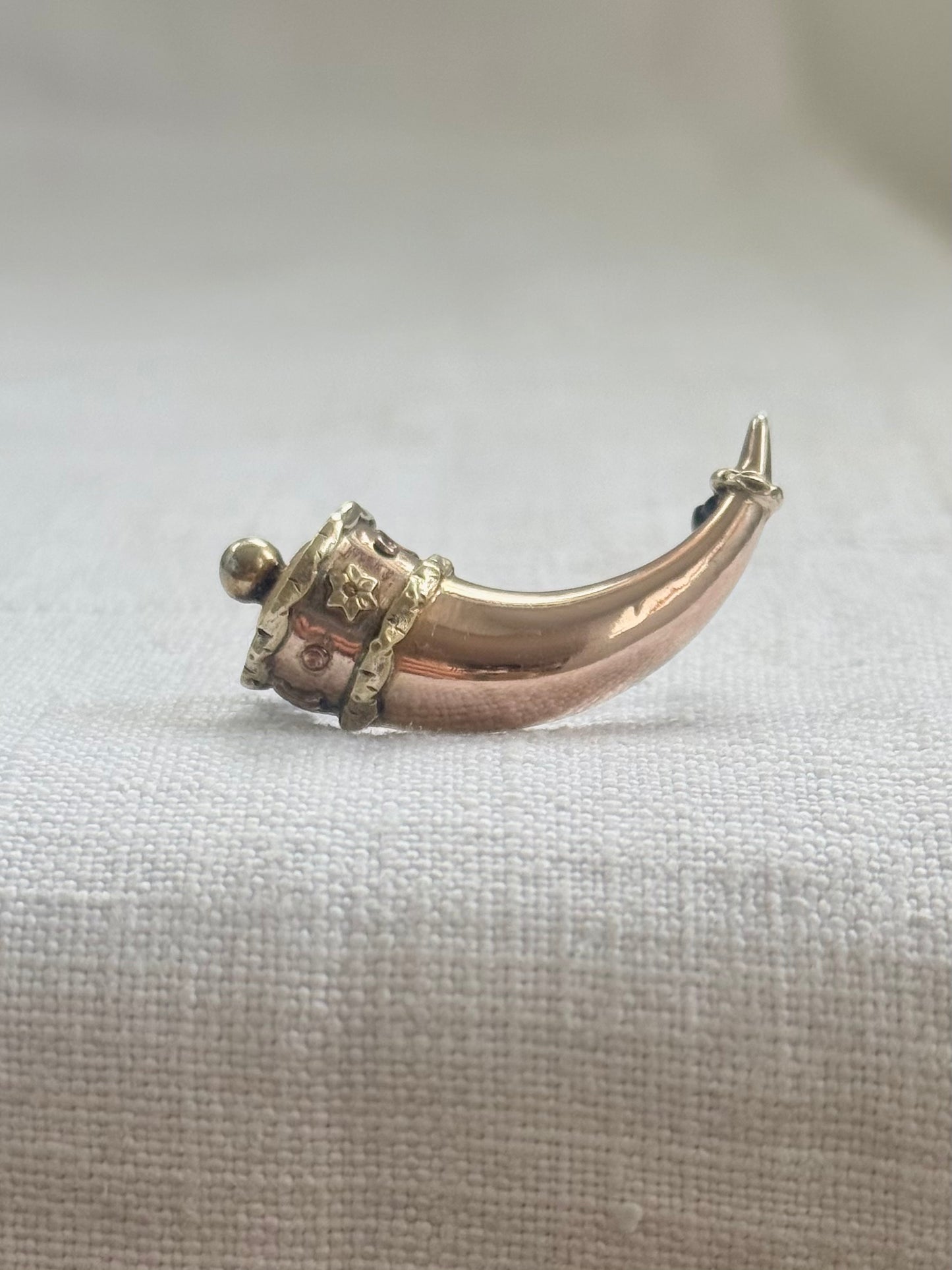 .1800s antique late Georgian Early Victorian Gold Cornucopia Horn of Plenty treasured symbolic talisman brooch
