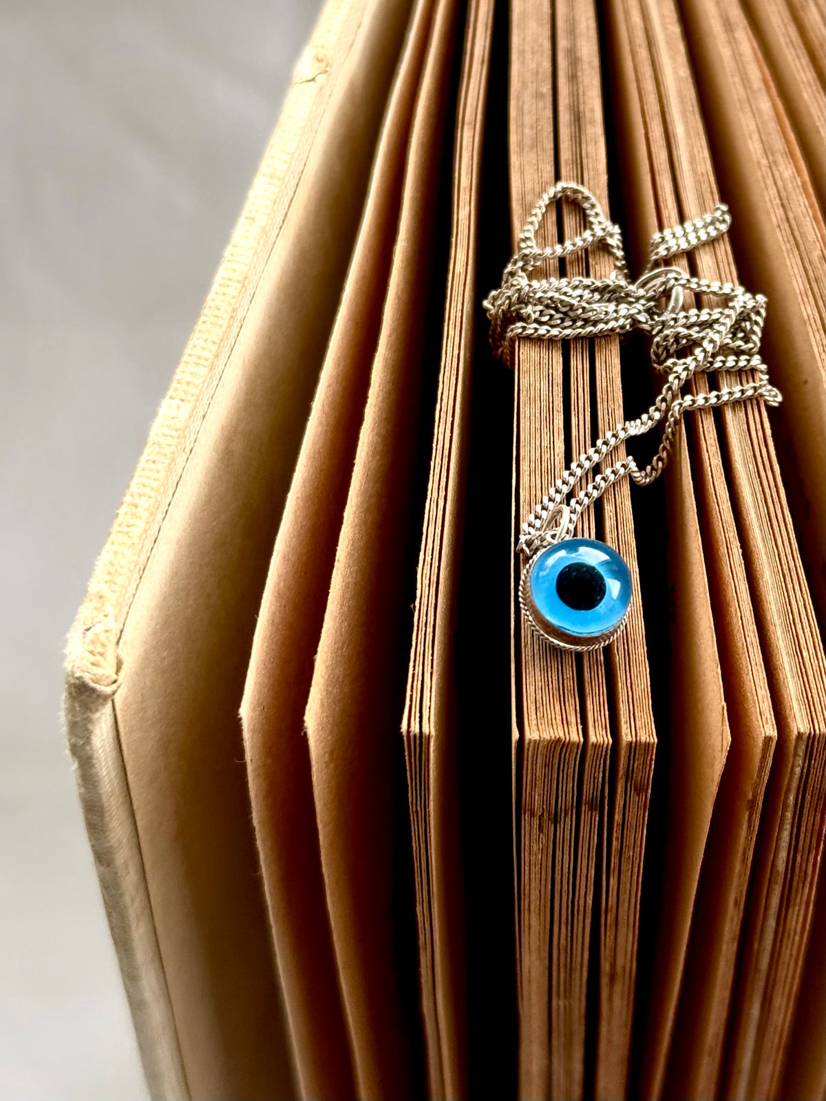 .1960s .1970s .925 evil eye vintage talisman charm pendant on silver chain necklace