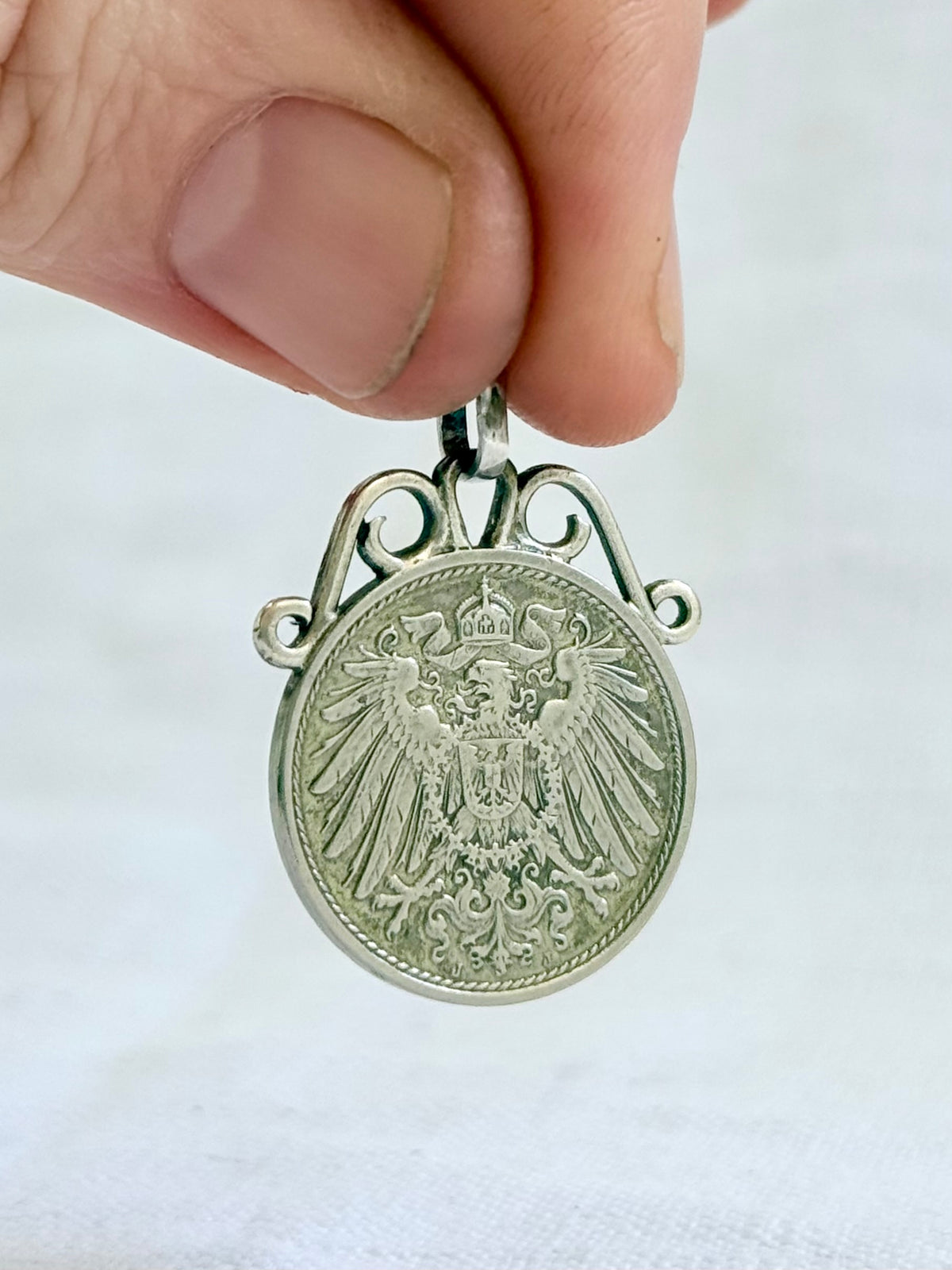 .1913 .10 Pfennig antique German Love Token sweetheart coin pendant
