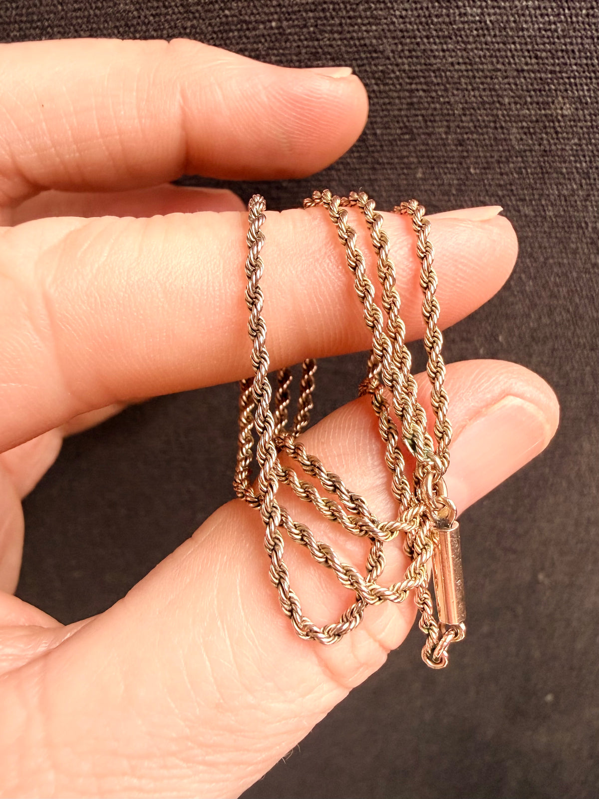 .1900s .375 .9ct true antique 9ct warm rose gold Edwardian fancy rope weave gold luxury chain barrel clasp antique chain necklace