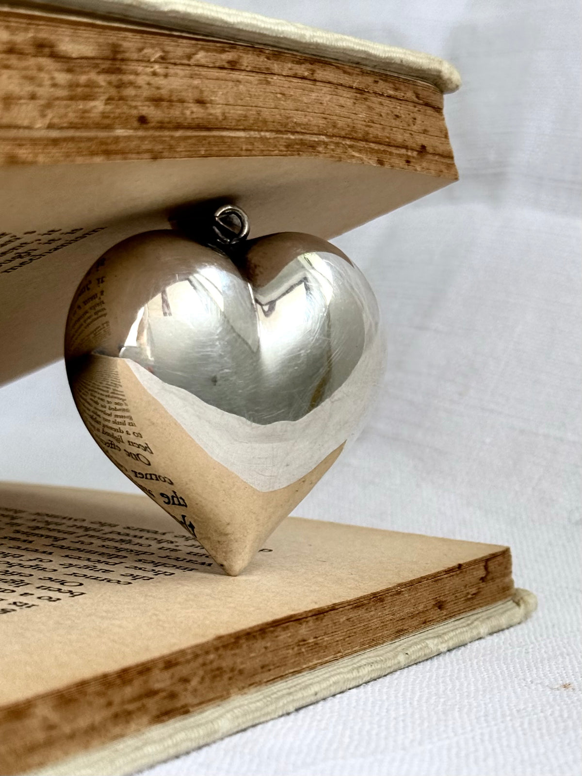 .1970s .925 Large Oversized puffy sterling silver romantic heart super sized love token pendant