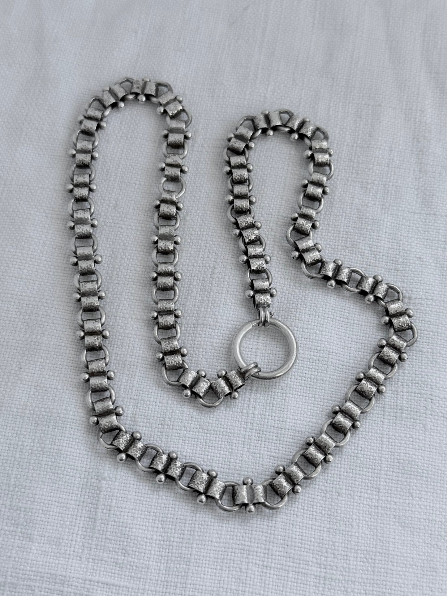 . 1880s .1890s .925 antique Victorian era rare Etruscan revival book chain collar necklace