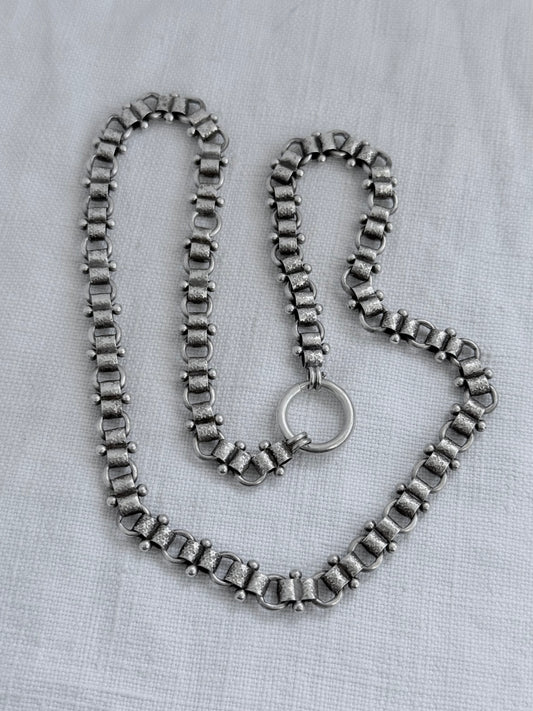 . 1880s .1890s .925 antique Victorian era rare Etruscan revival book chain collar necklace