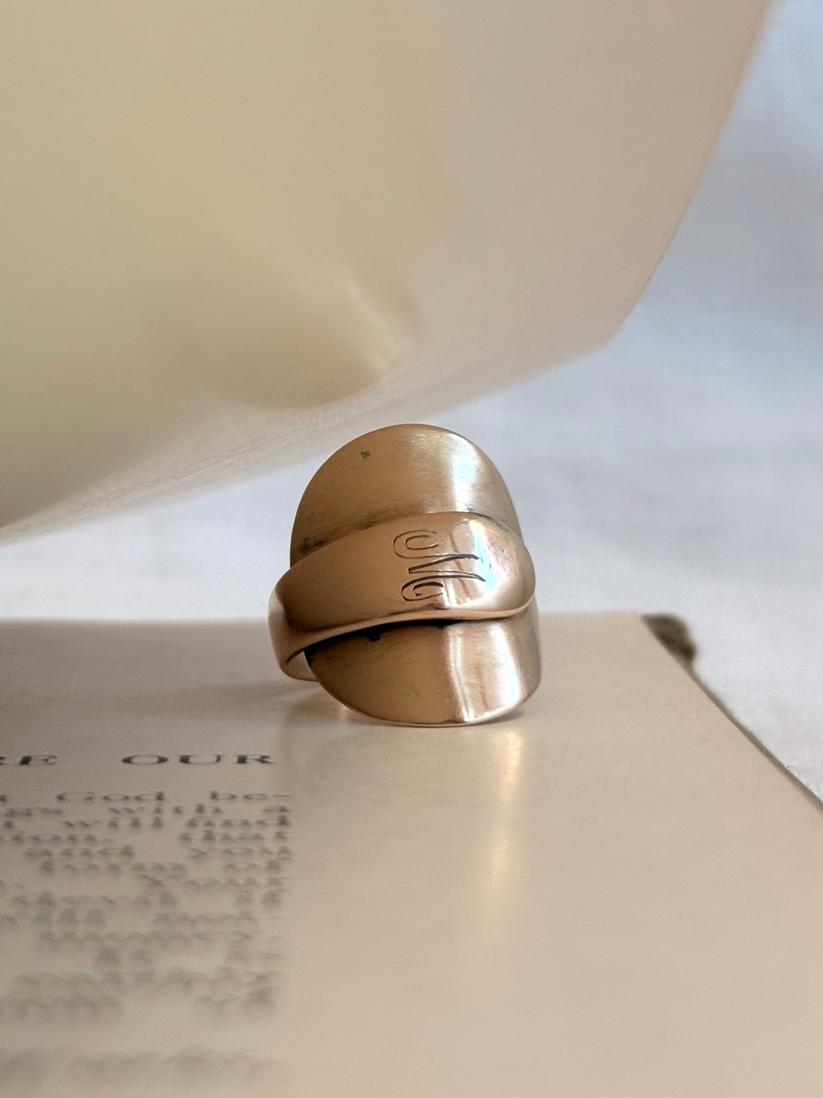 .1920s .375 .9ct solid rose gold rare treasure salt spoon signet ring