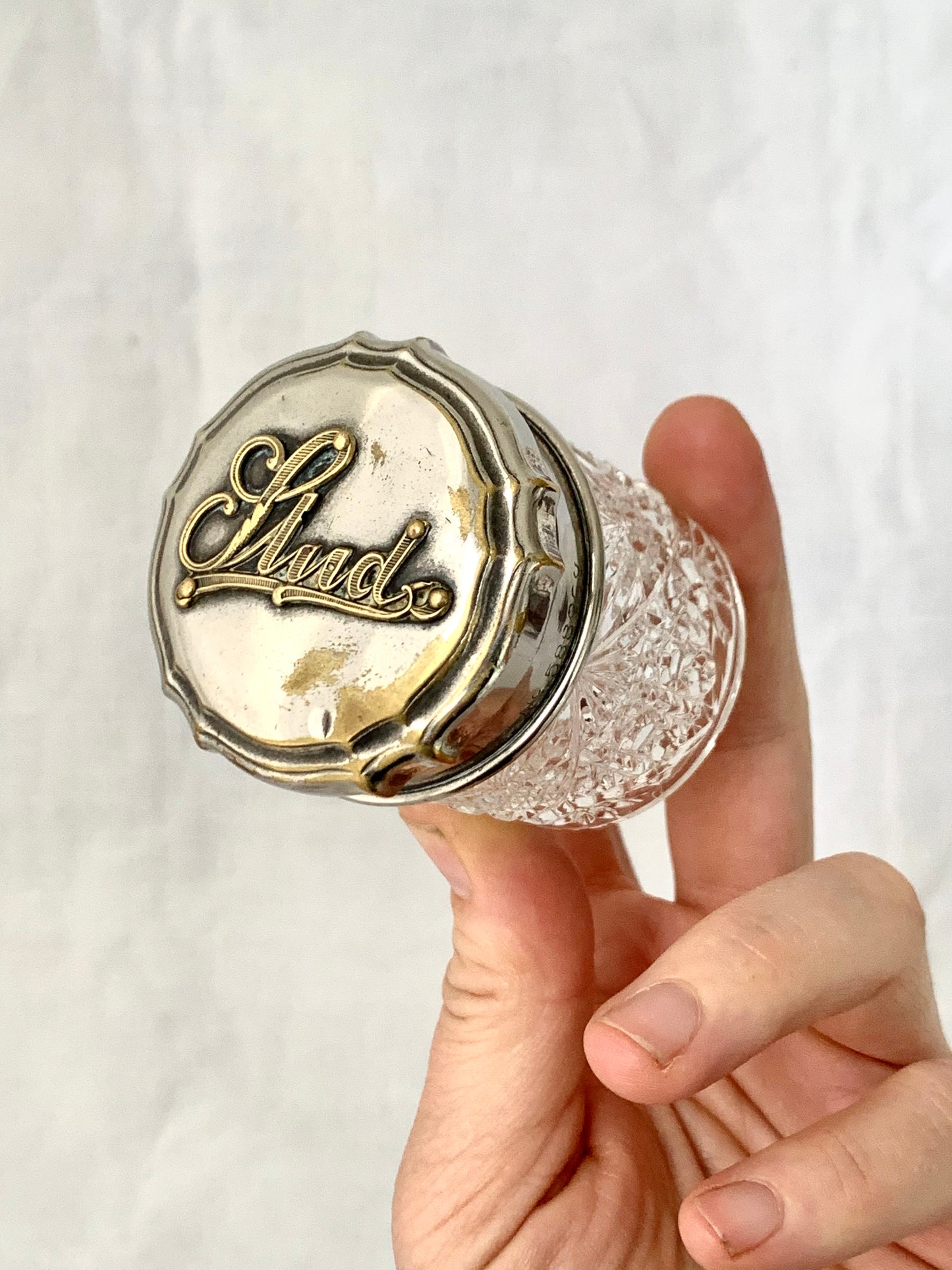 1900s Art Nouveau Edwardian cut glass Studs pin vanity jar