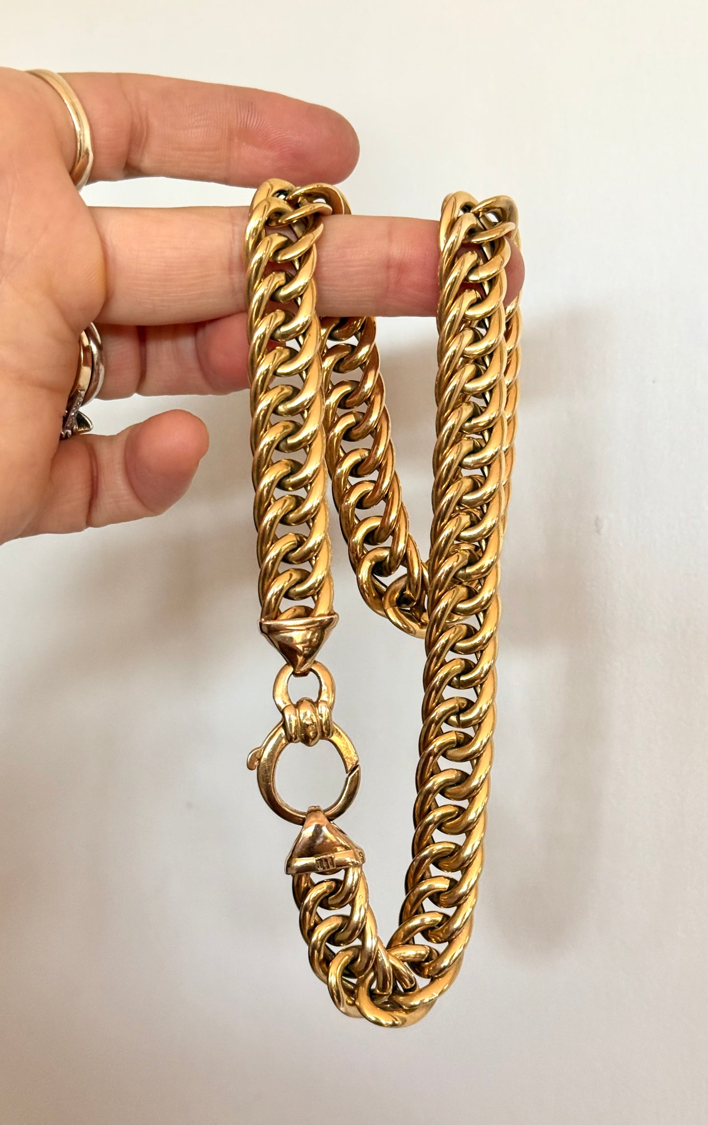 .13mm .1990s .375 modernist era chunky yellow 9ct gold thick Miami Curb Italian gold puffy luxurious gold Cuban Curb chain necklace
