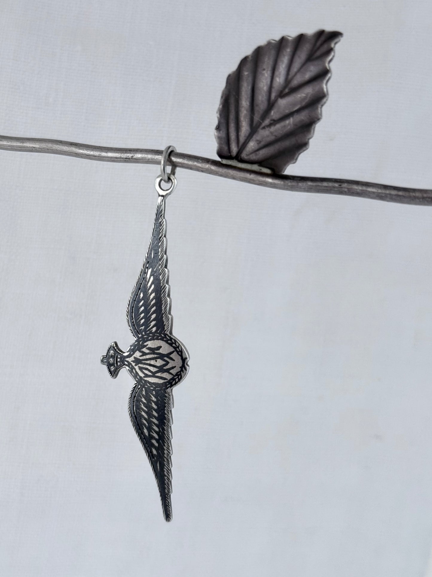 .1940s .925 silver and Niello rare WWII Royal Air Force Pilot’s Wing Sweetheart pendant
