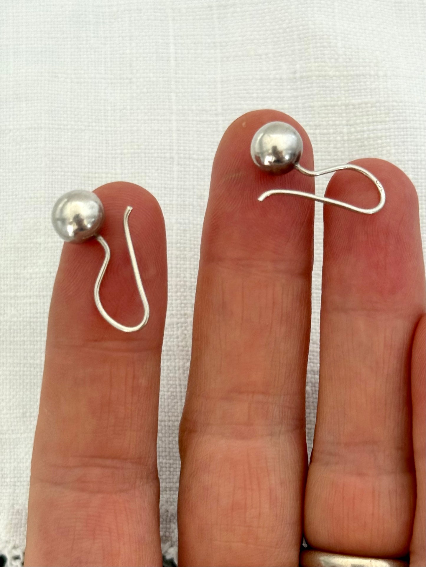 .8mm ball .925 modernist round ball dangle drop sterling silver round hook earrings