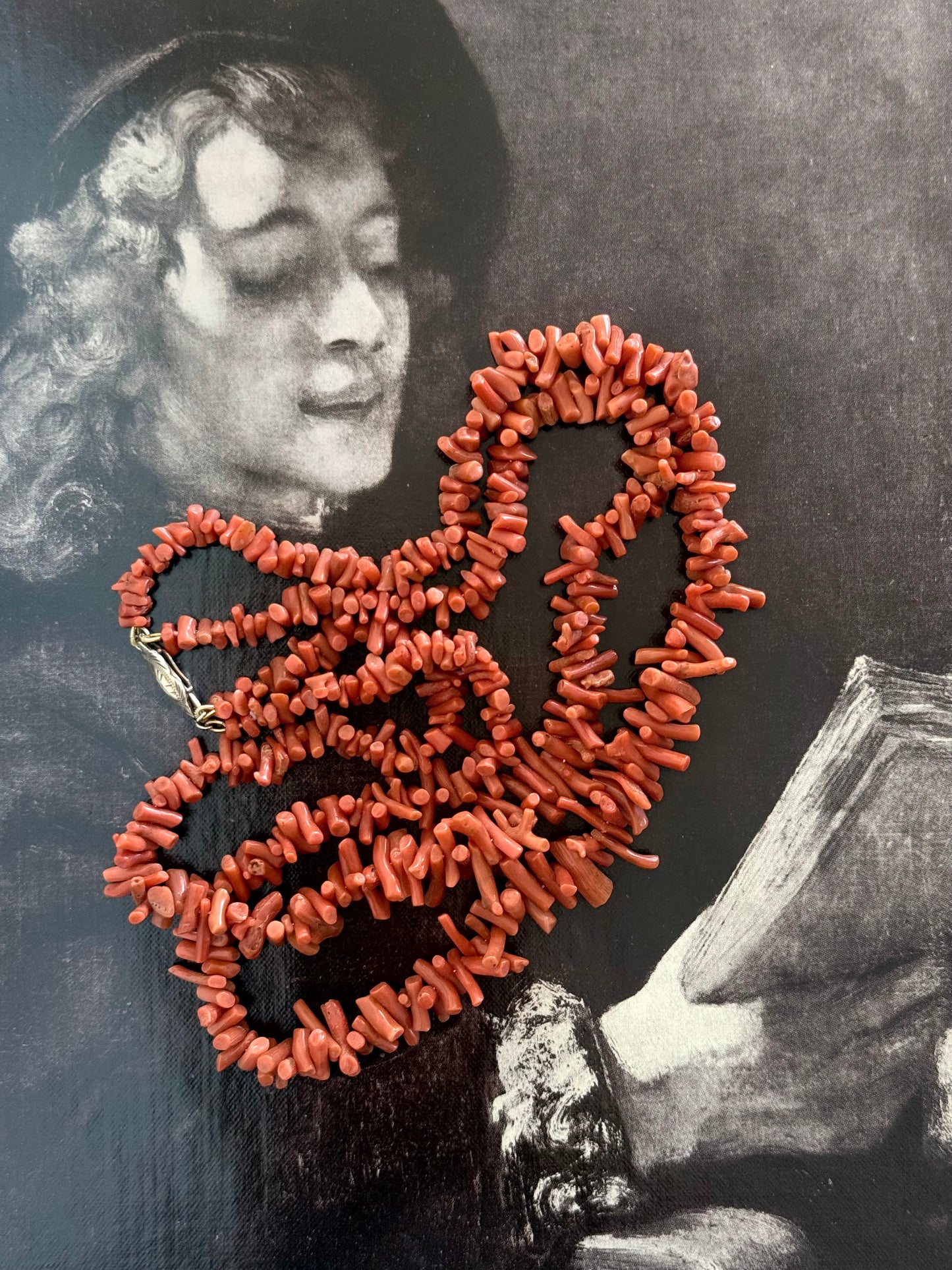 .1900s .2 strand double strand .375 .9ct gold Natural Red Salmon Sardinian Coral branch treasured heirloom double necklace