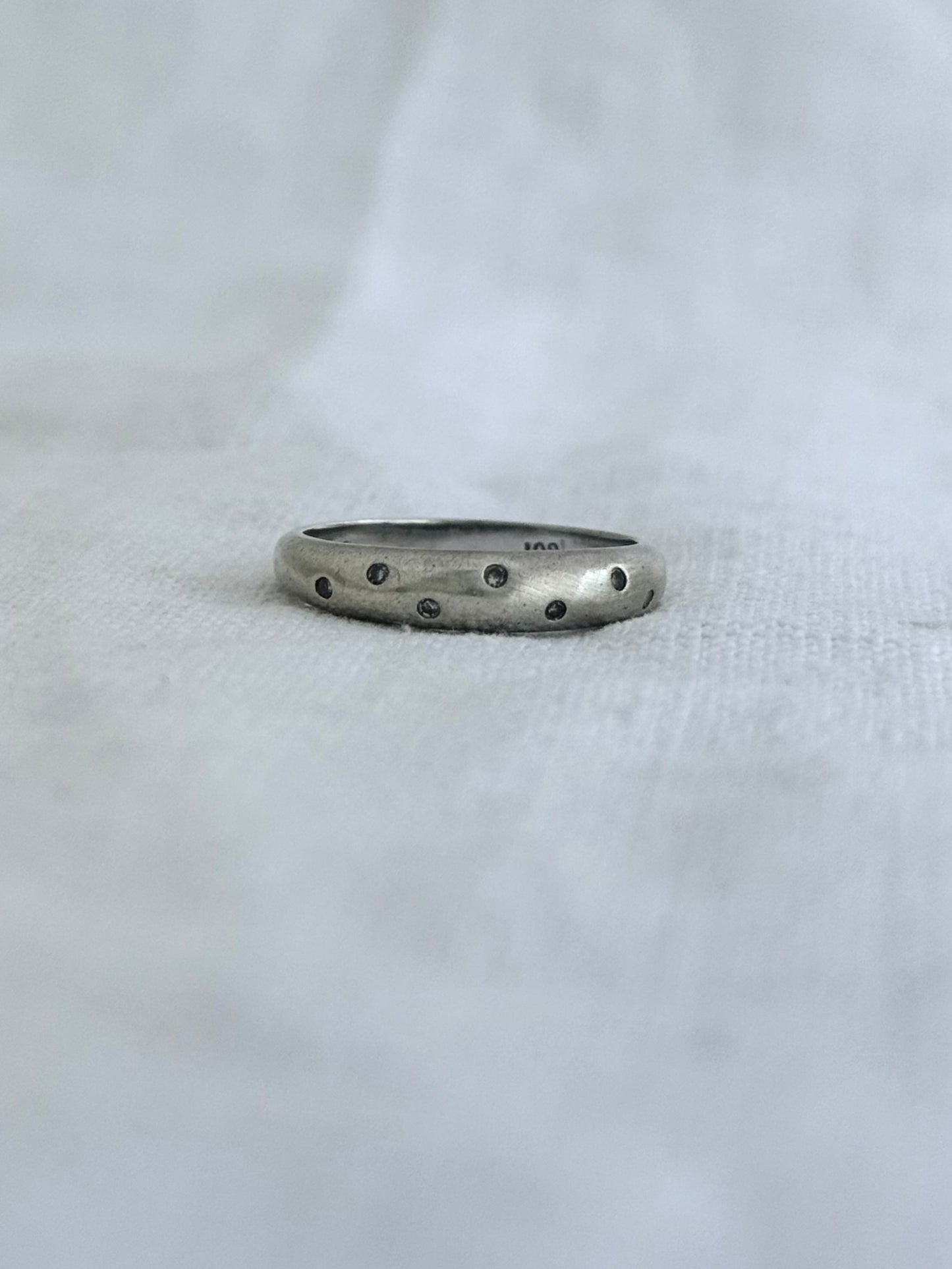 .375 .7 diamond .9ct gold modernist luxury white gold scattered diamond eternity ring band
