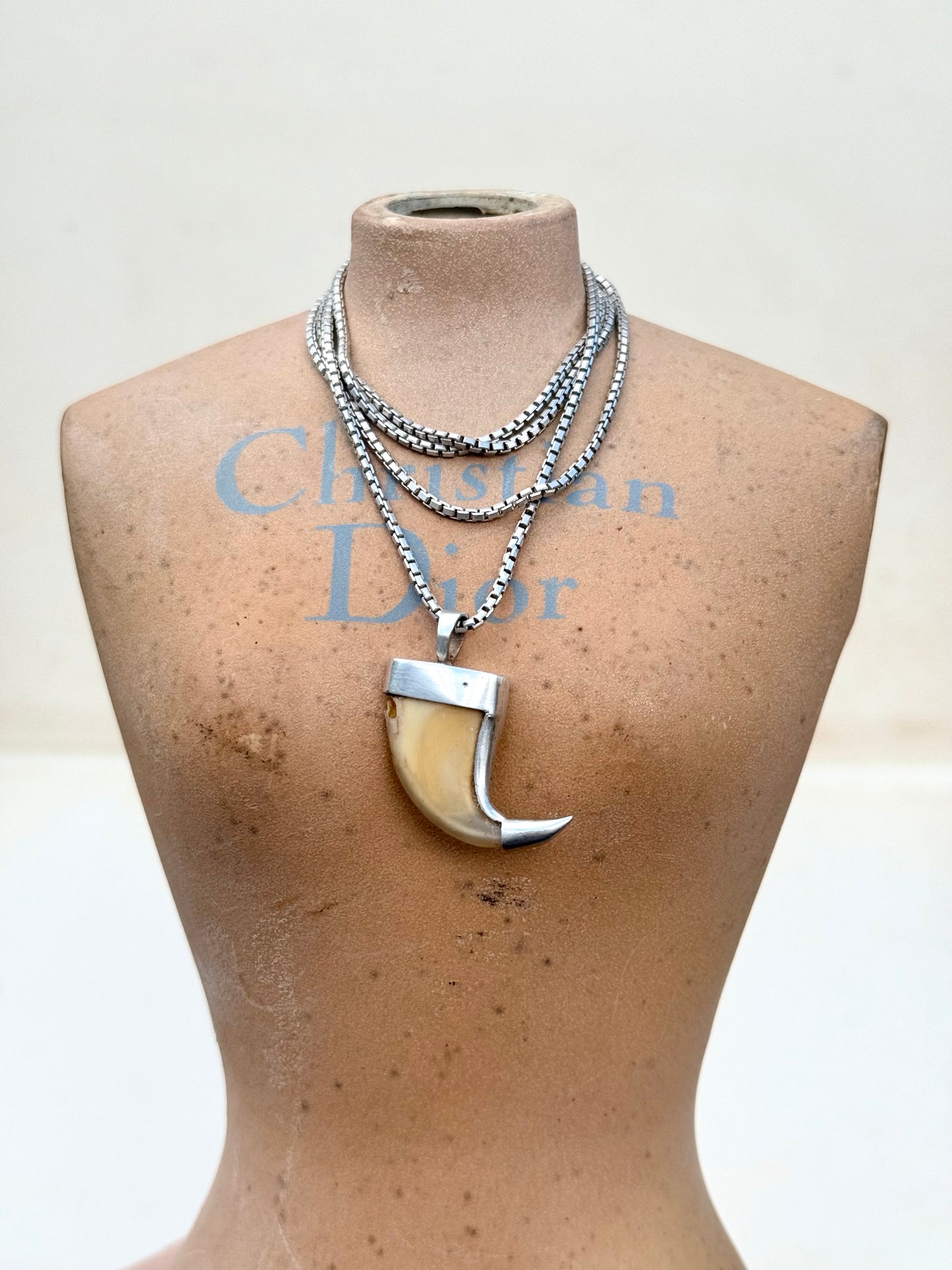 .925 silver Victorian revival lion claw pendant