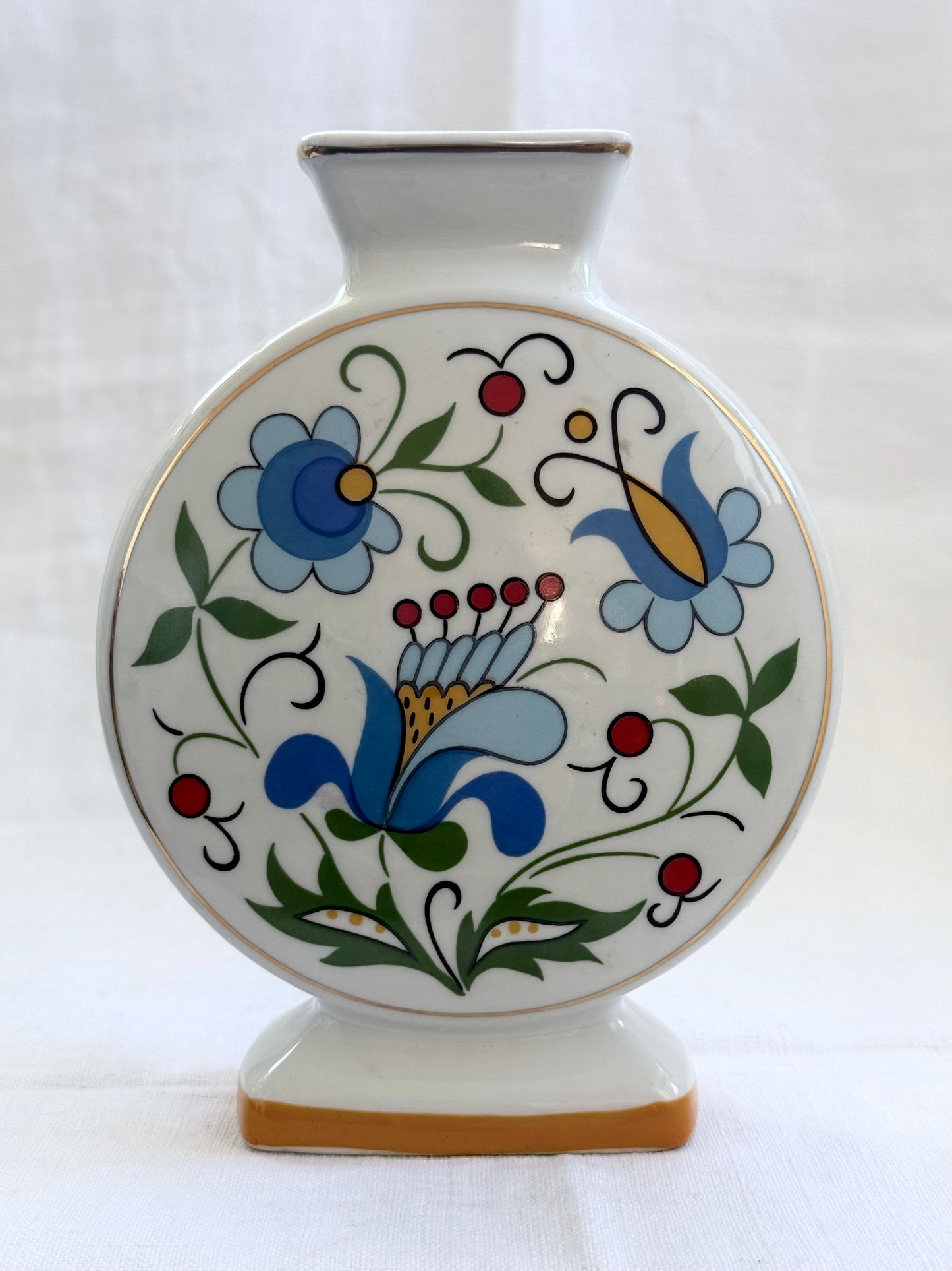 .1960s .1970s Poland Lubiana floral folk art vintage porcelain vase