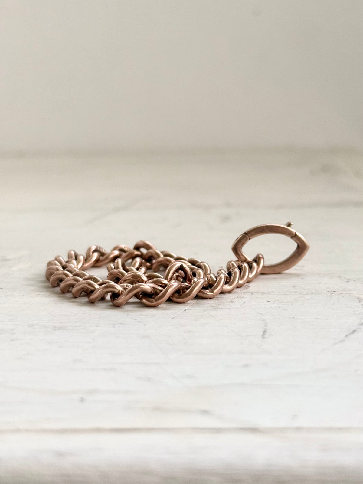 .375 .9ct heirloom classic solid rose gold hallmarked fob chain curb chain bracelet extension chain