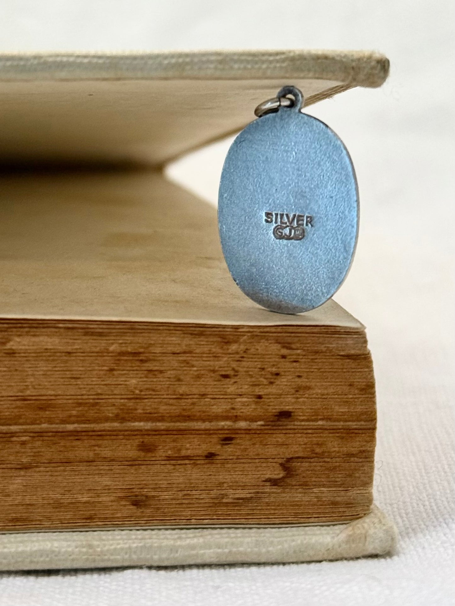 .1970s .925 Georg Jensen designer blue enamel Saint Christopher vintage religious treasured sterling silver token pendant