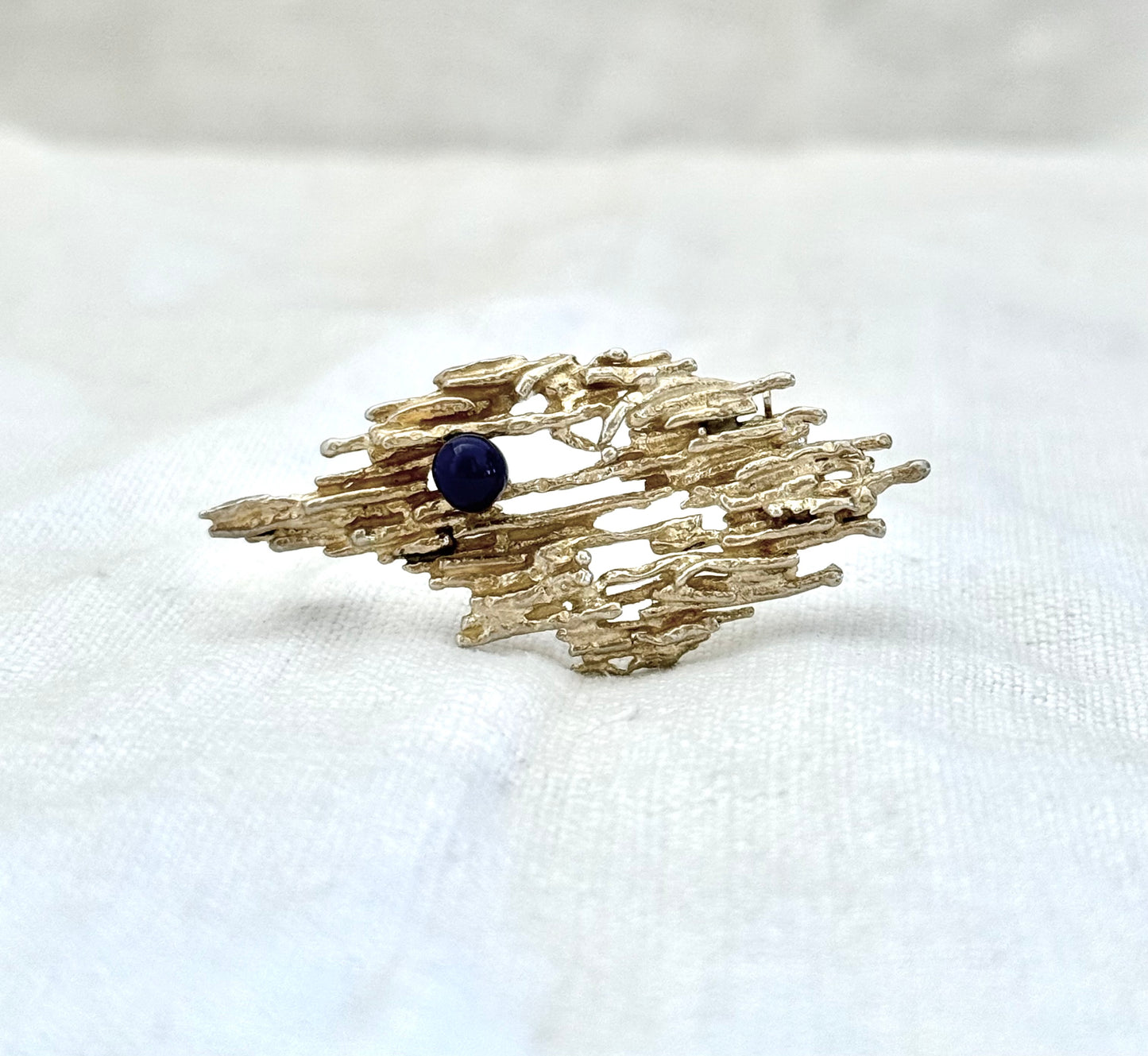 .1950s .1960s .925 brutalist Denmark silver Hermann Siersbol Lapis Lazuli designer wearable art brooch