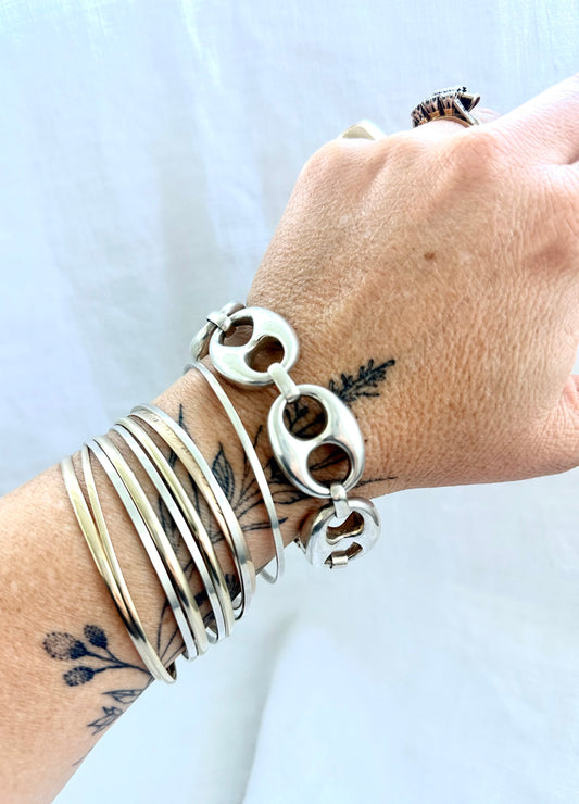 .1980s .1990s .925 oversized super chunky highly desired puffy gucci link mariners link sterling silver fancy modernist super sized bracelet