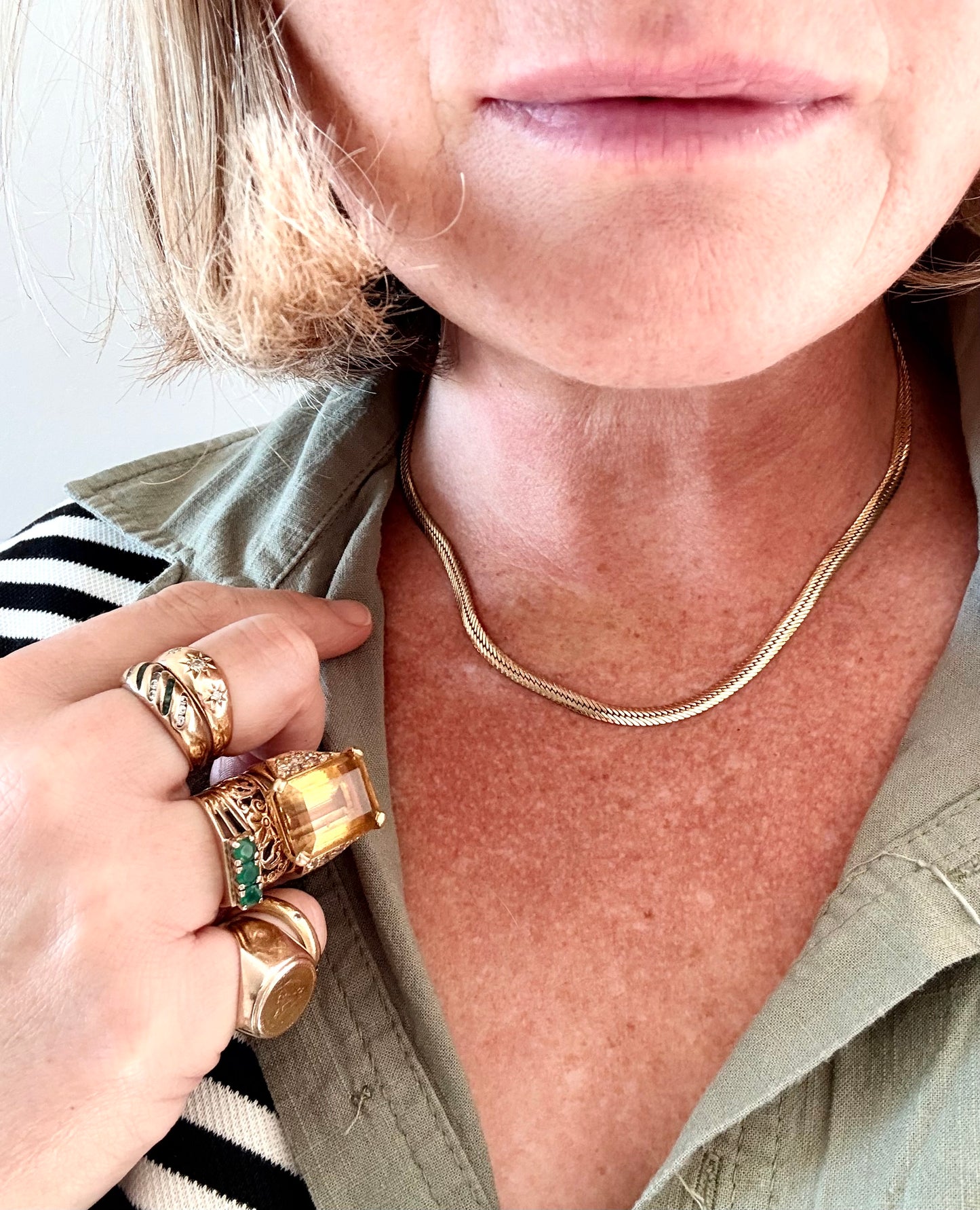 .1980s .375 .9ct gold modernist flat link solid luxury tight link flat link yellow gold classic snake chain link luxury 4mm wide gold chain necklace
