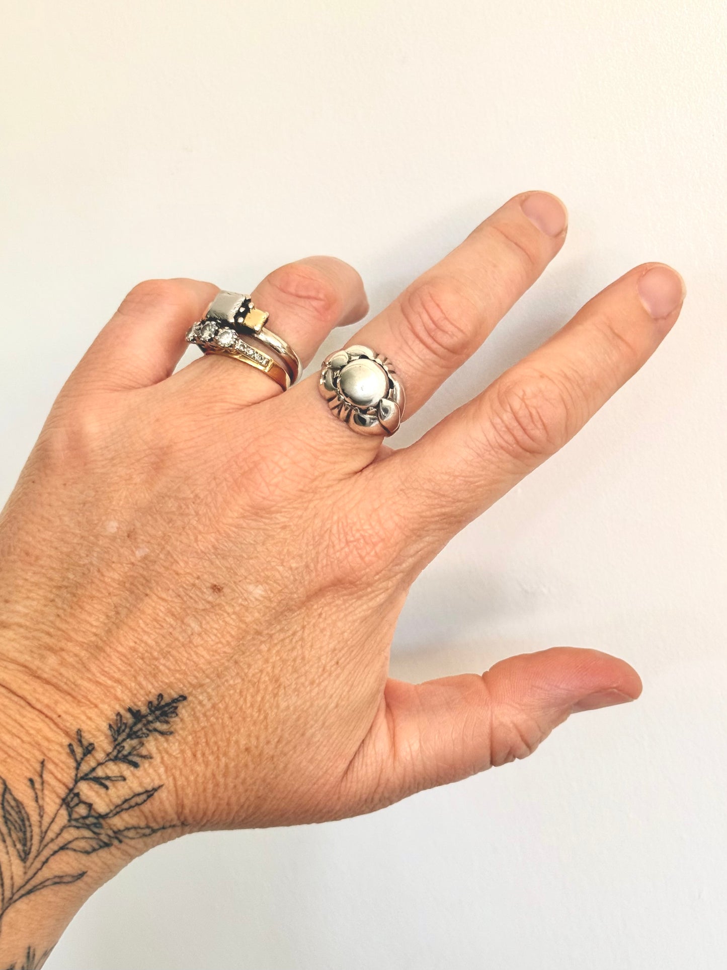 .1933 .1944 #59 .925 Georg Jensen rare modernist silver stone ball designer collectors ring