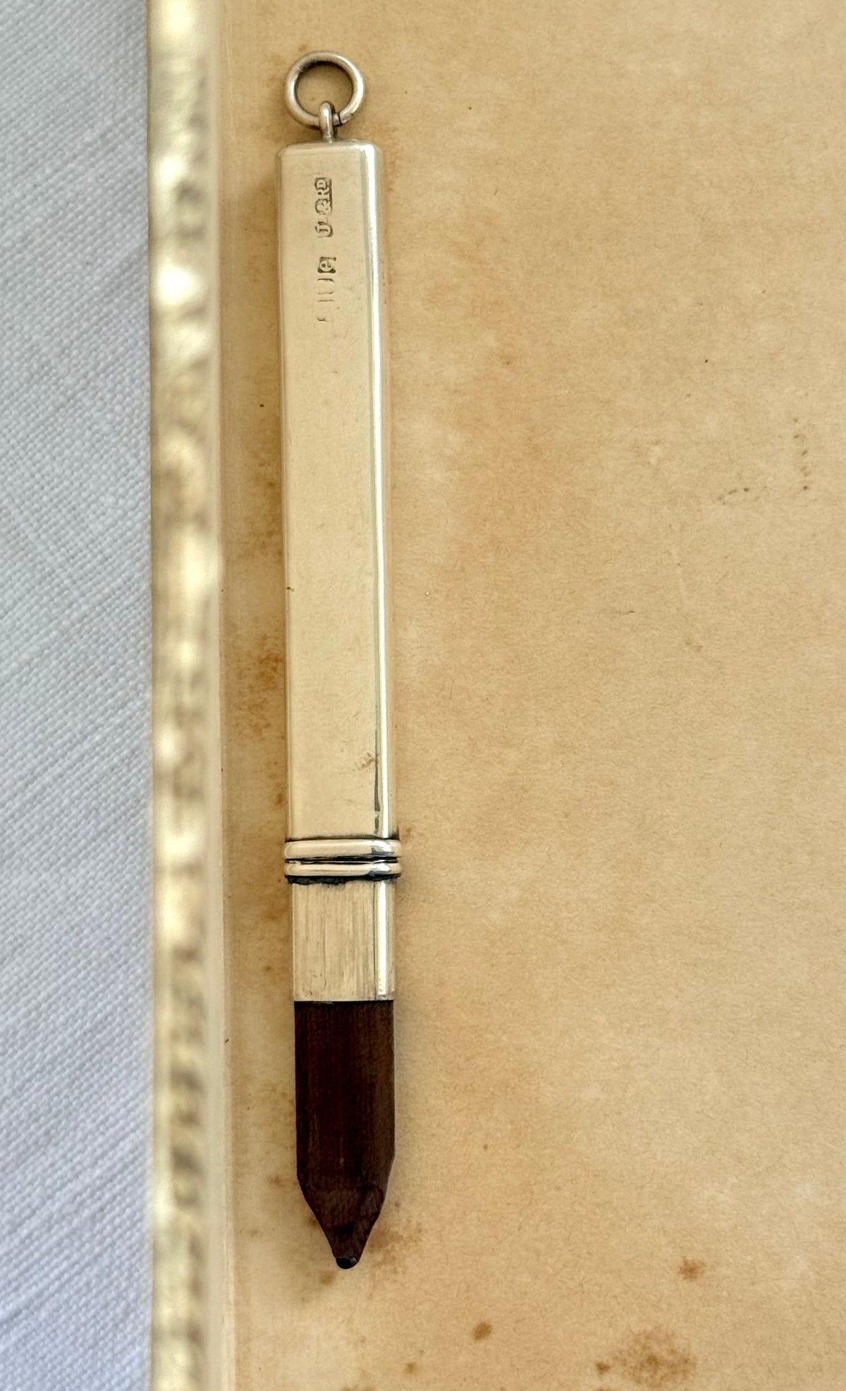 .1900s .925 antique hallmarked sterling silver Carpenter pencil chatelaine pendant useful item