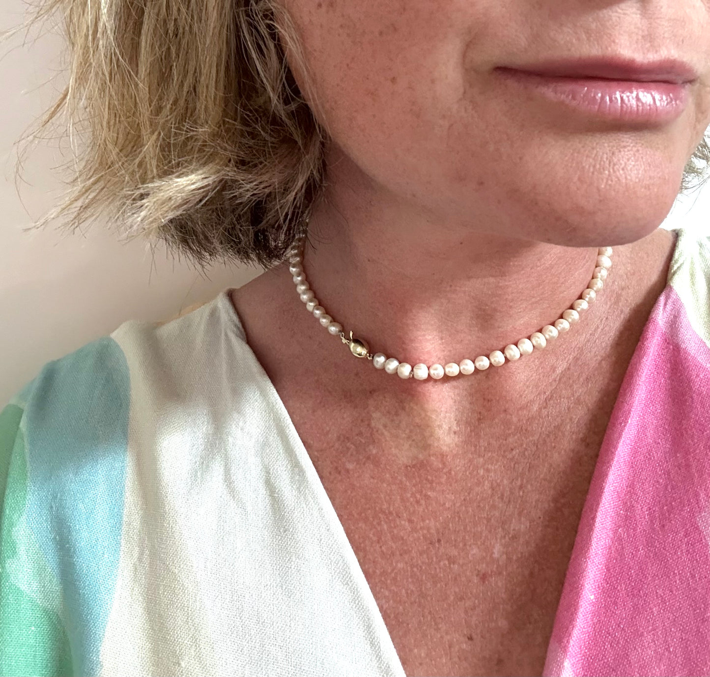 .375 .40cm long .9ct gold heirloom pearlescent pearl string of luxury real pearls necklace