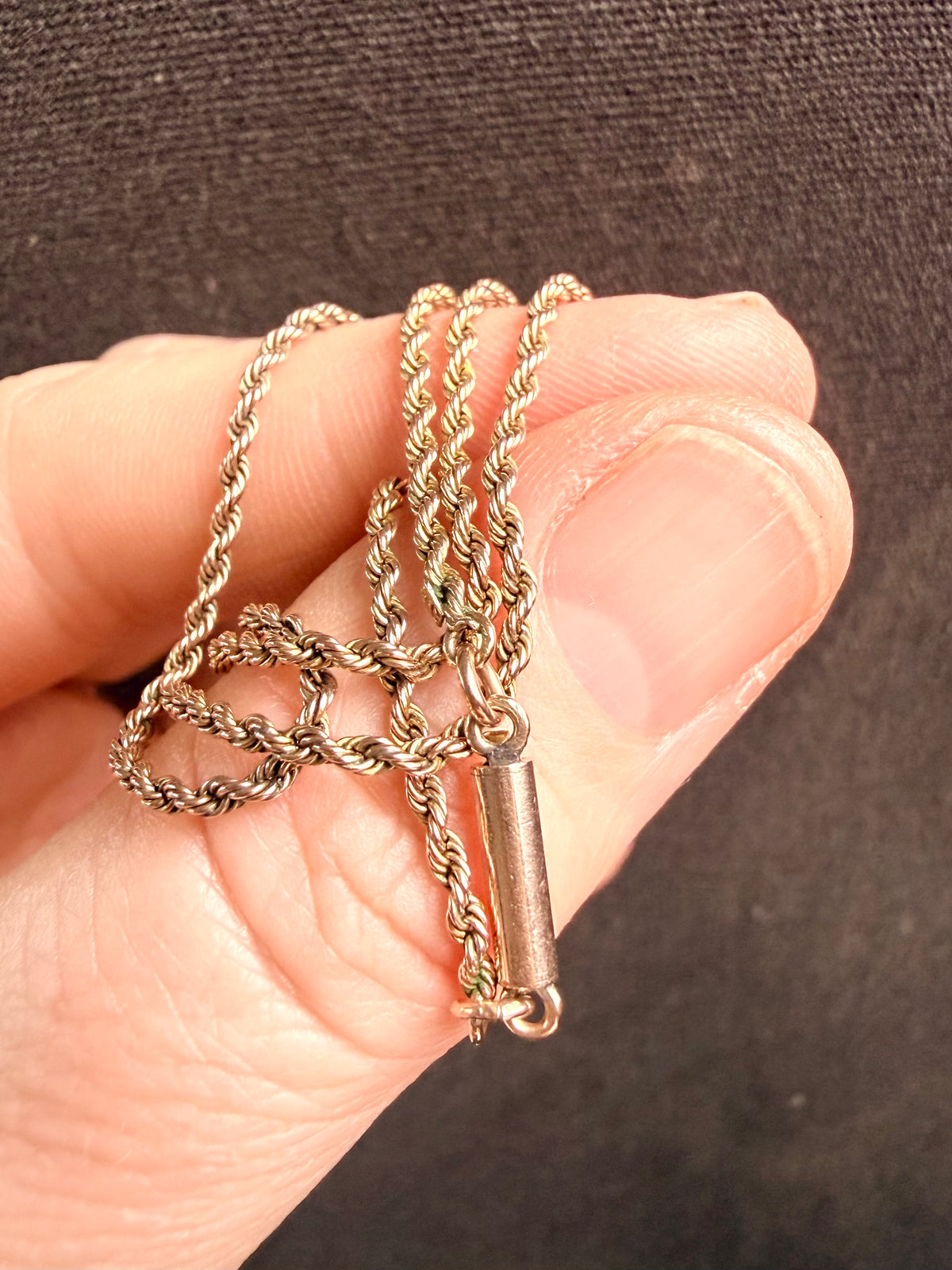 .1900s .375 .9ct true antique 9ct warm rose gold Edwardian fancy rope weave gold luxury chain barrel clasp antique chain necklace