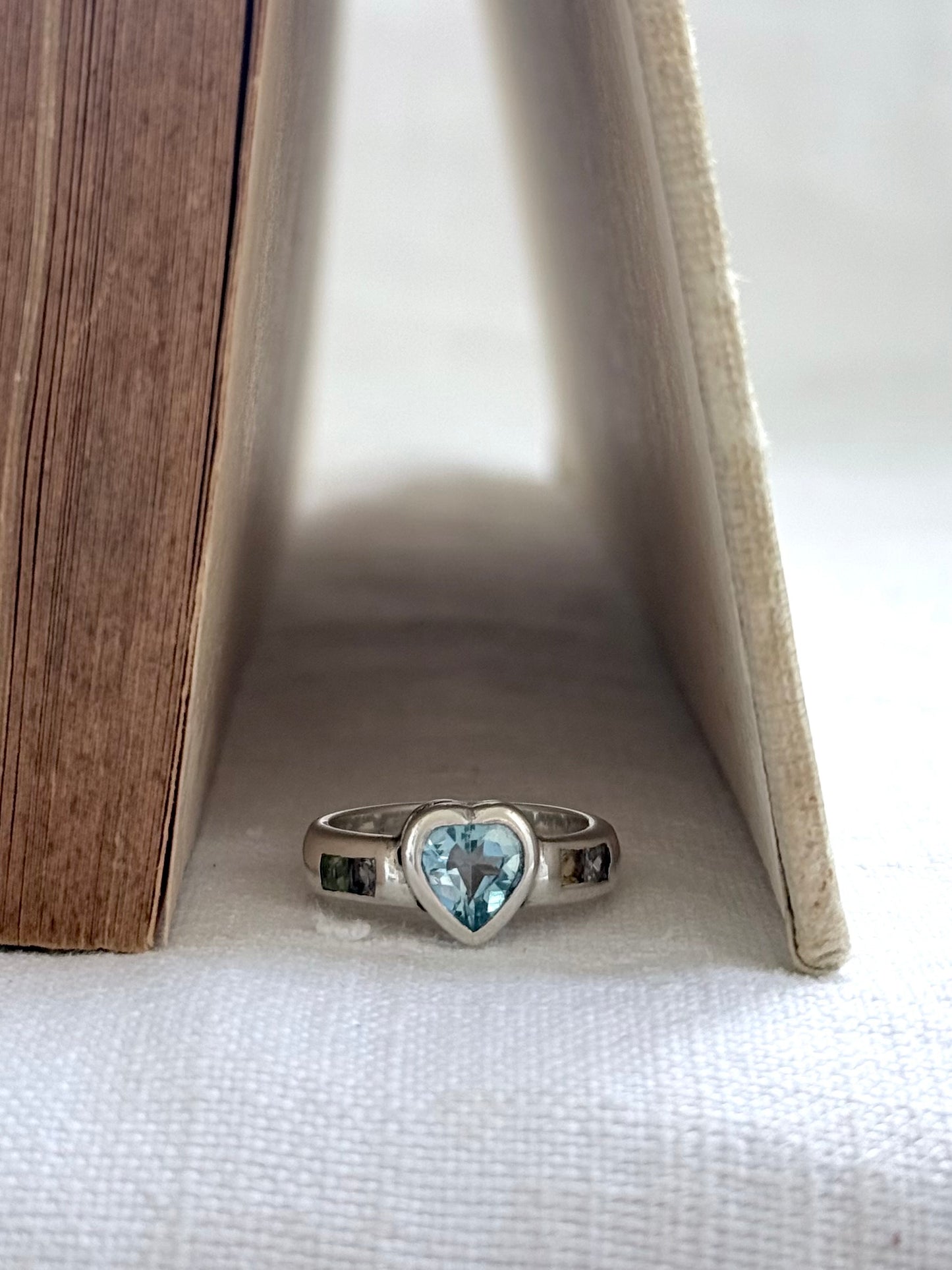 .925 heart love token modern multi topaz tourmaline gemstone ring