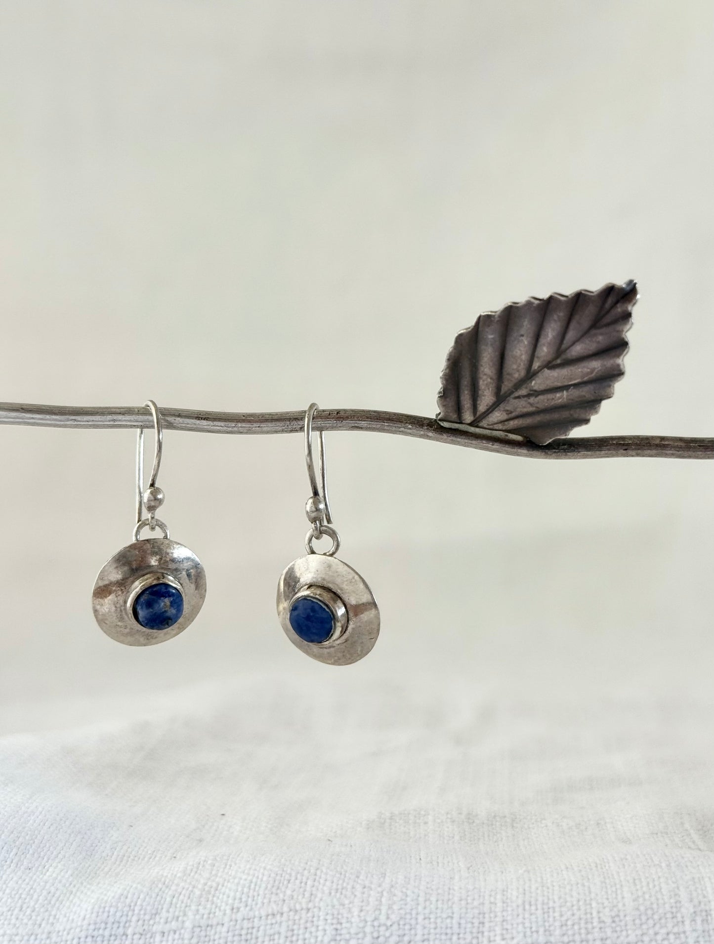 .925 Lapis Lazuli artisan made drop dangle earrings