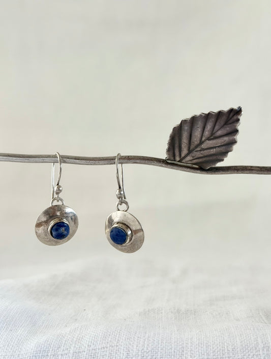 .925 Lapis Lazuli artisan made drop dangle earrings