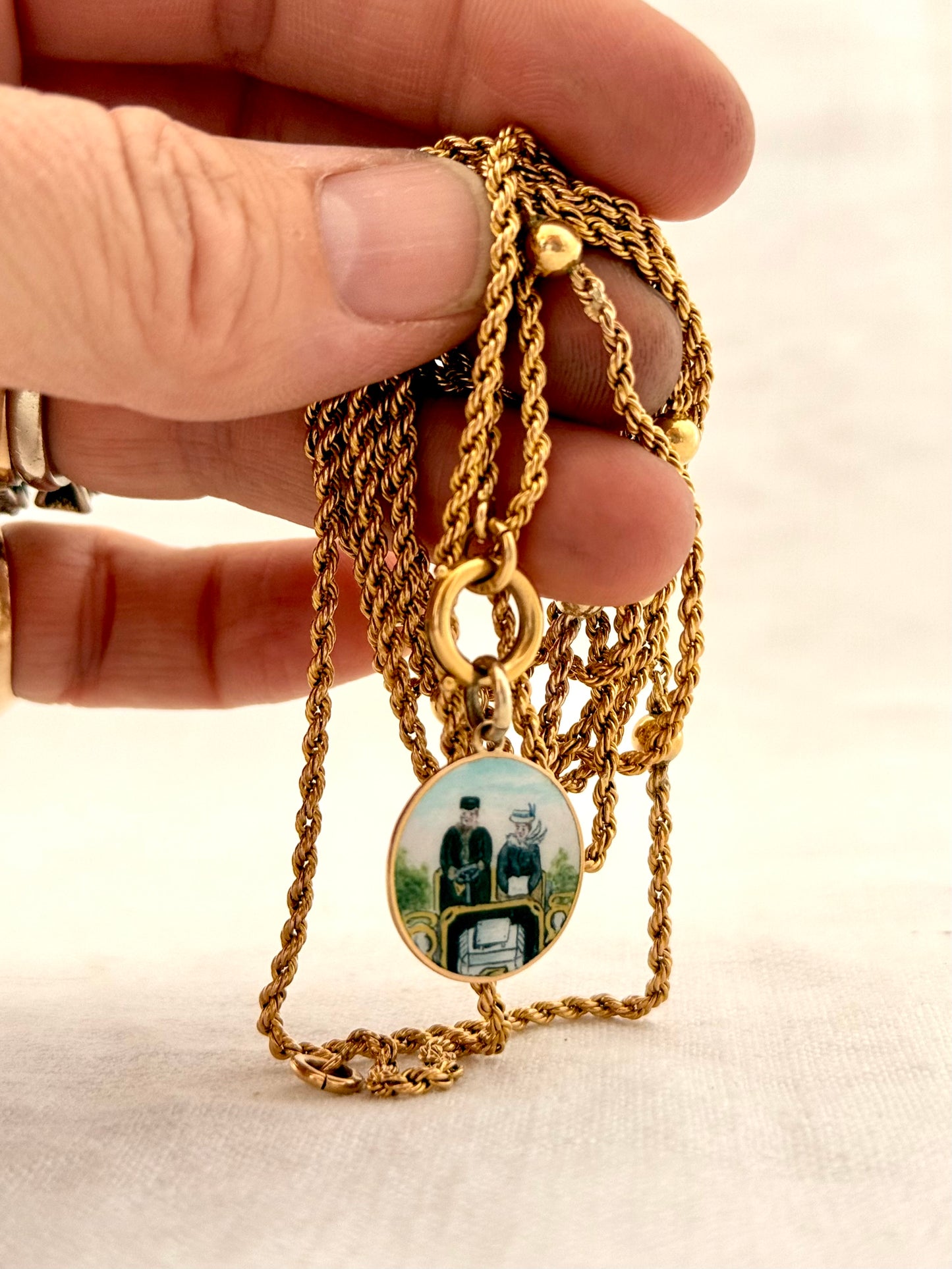 .1890s .1900s .18ct .138cm antique Edwardian high carat gold long beautiful rope weave longuard muff chain collectors necklace