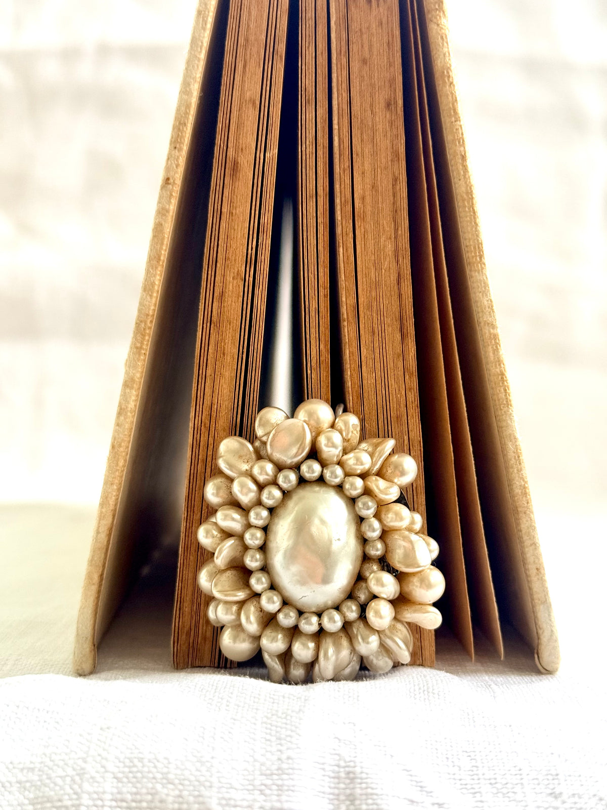 .1940s .1950s .925 French cluster faux glass pearl costume silver Louis Rousselet Rhondelle pendant