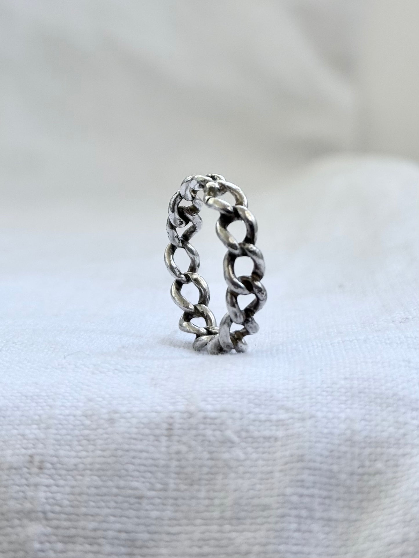 .925 curb chain sterling silver chain link ring band