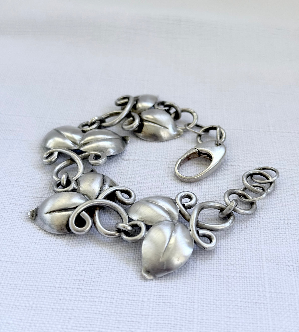 .1946 .925 Scandinavian Swedish MCM leaf solid sterling silver modernist Birger Haglund designer heirloom bracelet