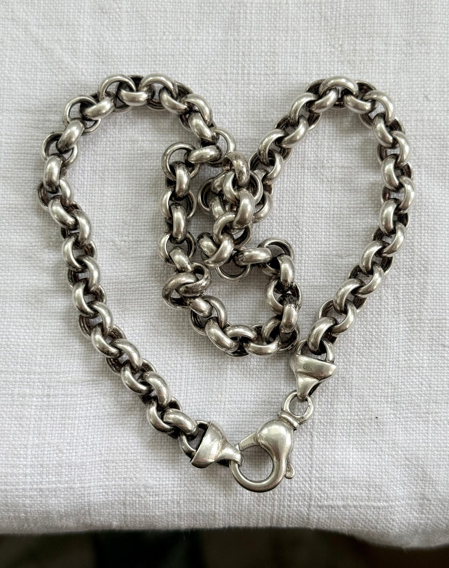 .925 classic modernist silver set chunky sterling silver oversized Rolo link modern lobster clasp modern silver chain necklace