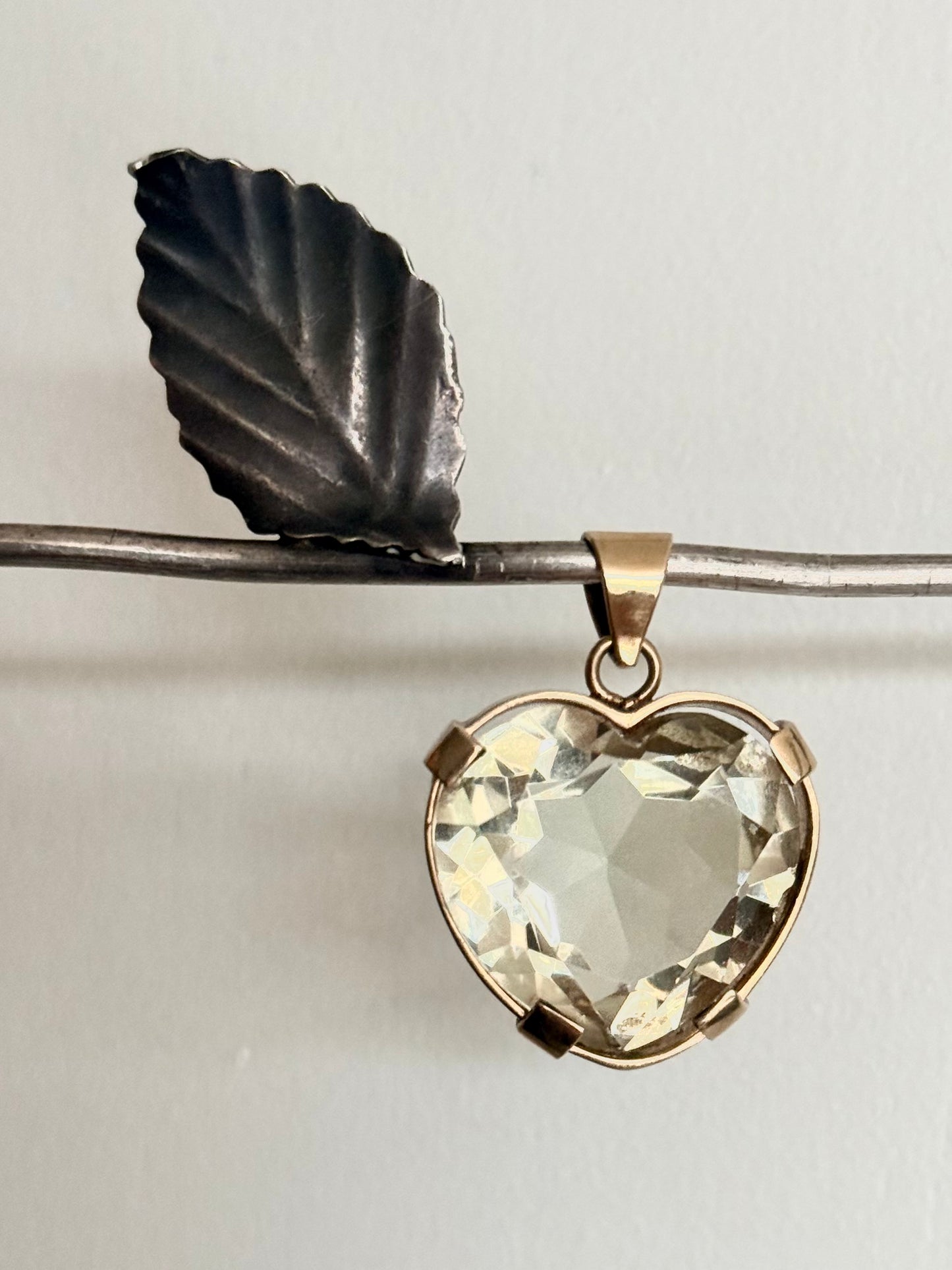 .1970s .1980s .25ct gemstone heart .9ct gold large heart light shade Smoky Quartz solid gold heart statement gemstone pendant